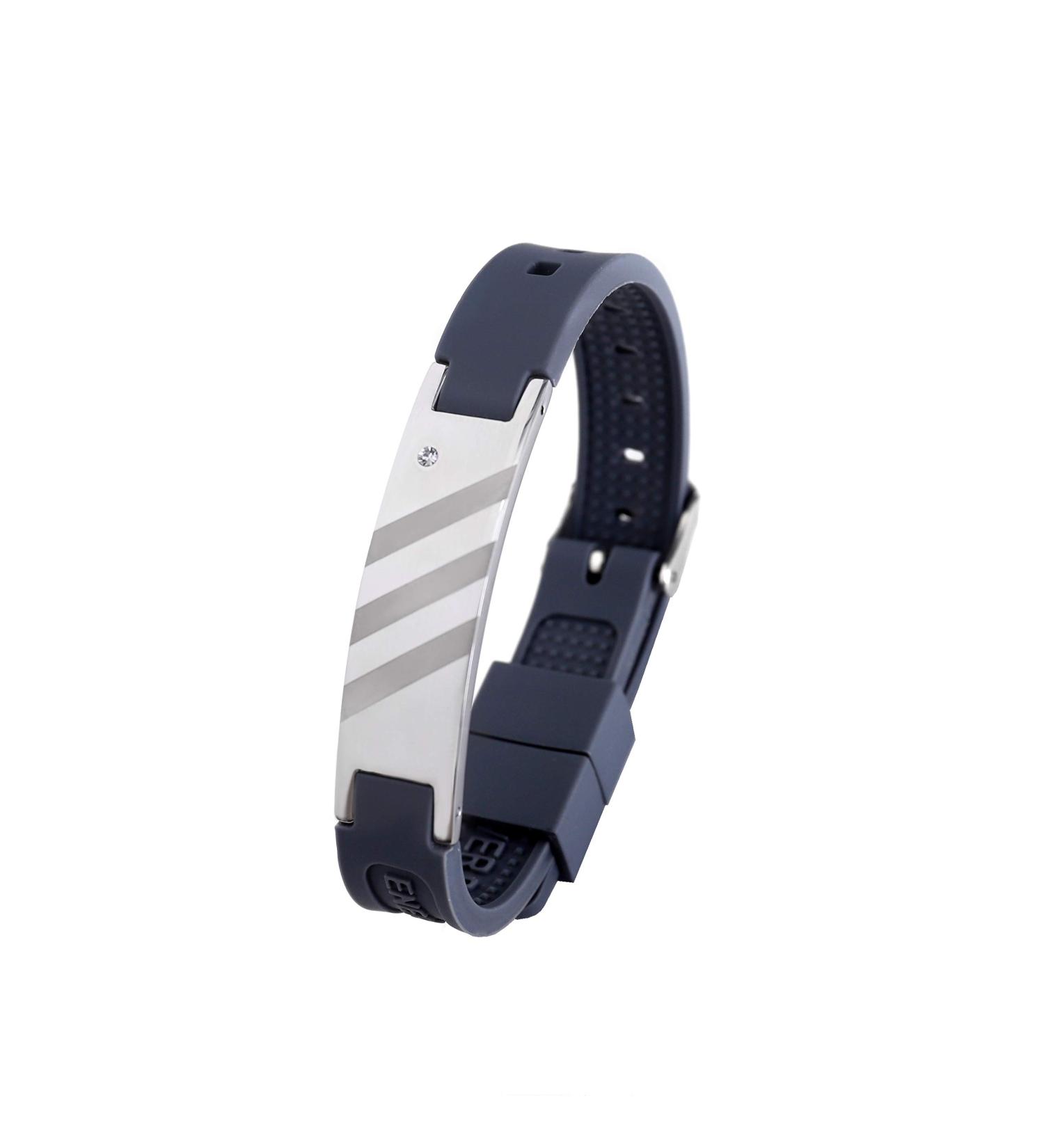 3031 Energy Bracelet - Positive Ion Power Band with Swarovski Crystal | Dark Gray 3 Stripes Trinitix Design | Energizing Magnetic Wristband for Wellness (15-23 cm) - Buy Online on GoSupps.com