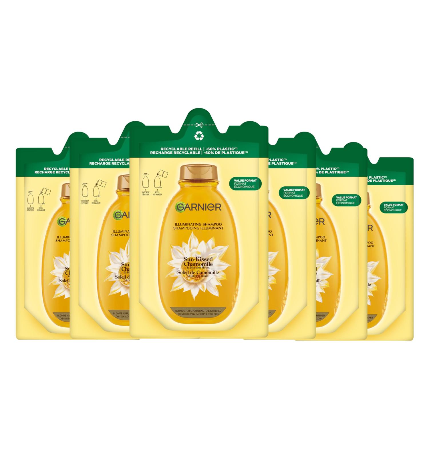 Garnier Garnier Ultra Doux - Refill Illuminating & Shine Shampoo - Sunny Chamomile & Flower Honey - Blonde & Highlighted Hair - 6 x 250 ml