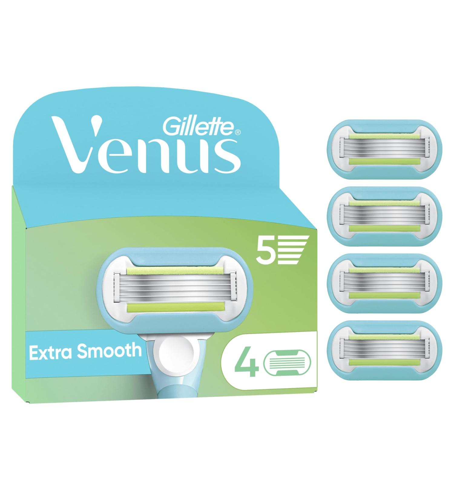 Gillette Venus Lubrastrip 4-Pack Extra Smooth Razor Blades for Women with a Touch of Avocado Oils to Protect Skin - Buy Online on GoSupps.com