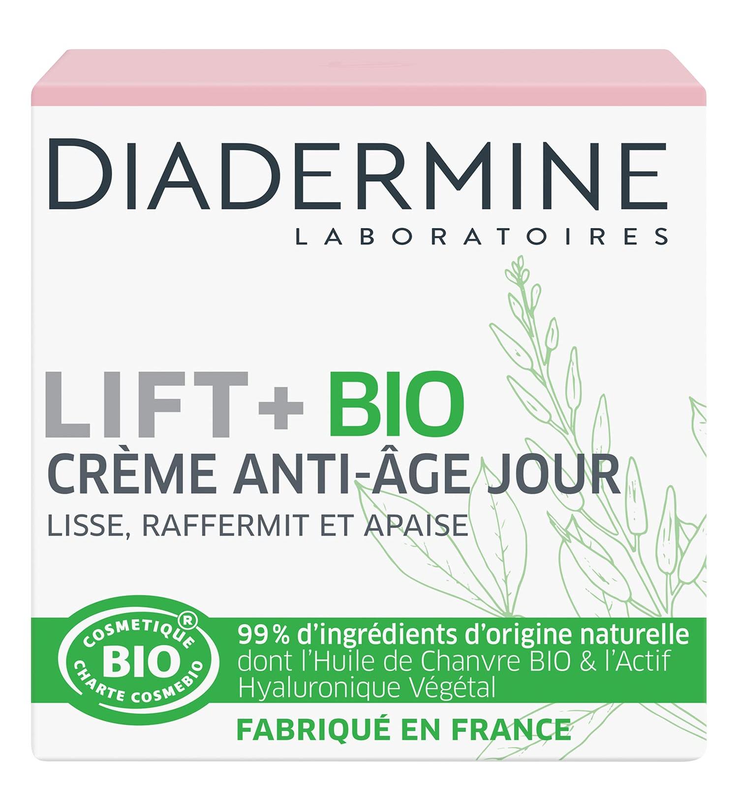 Diadermine - Lift+ Bio - Anti-Aging Day Face Cream - Smoothes Firms and Soothes - 99% ingredients of natural origin - Face Care - Anti-Aging Care - Certified ORGANIC - 50 ml Jar - Buy Online on GoSupps.com