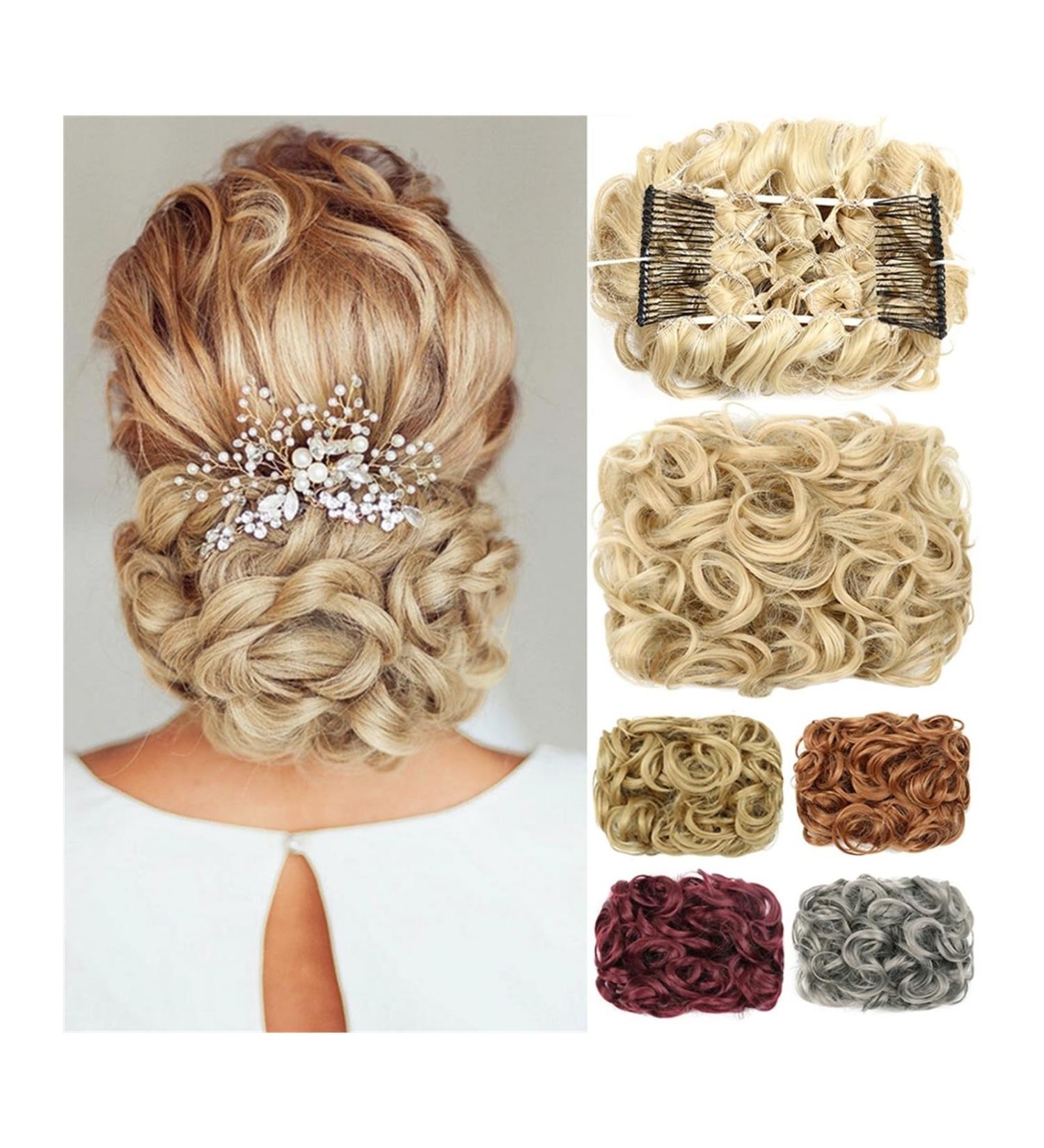 Messy Bun Hair Piece for Women Messy Bun Scrunchie Chignon Hairpiece Synthetic Hair Pieces Curly Chignon Bun Extension Combs in Messy Bun Hair Piece for Women Fake Hair Accessories for Women Girls 0403 - Buy Online on GoSupps.com