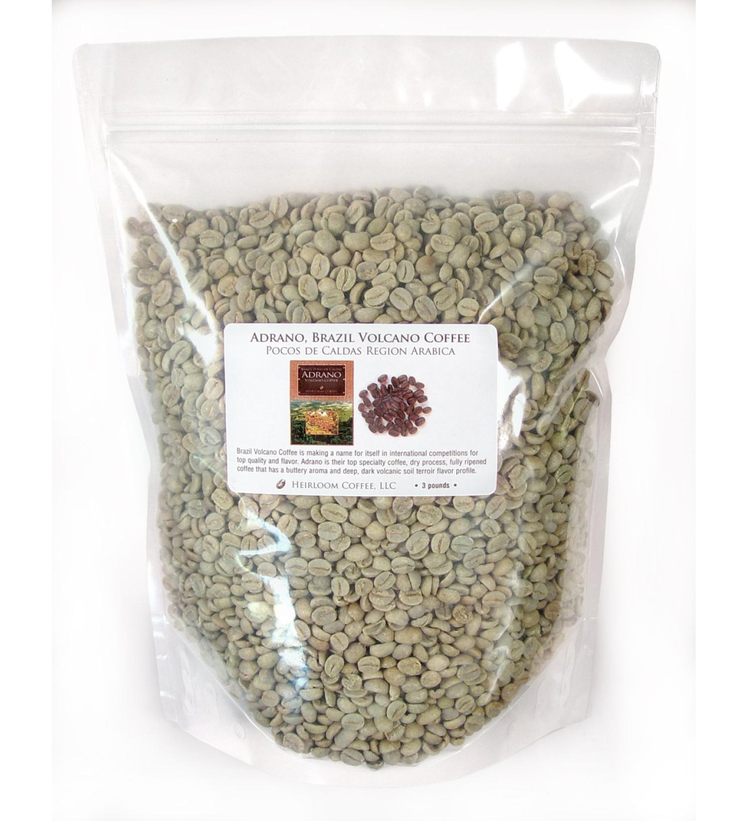 Brazil Adrano Volcano Coffee Green Unroasted Beans (3 LB) - Premium Quality - 100% Arabica - Direct From Farm - Sustainable Sourcing - Buy Online on GoSupps.com