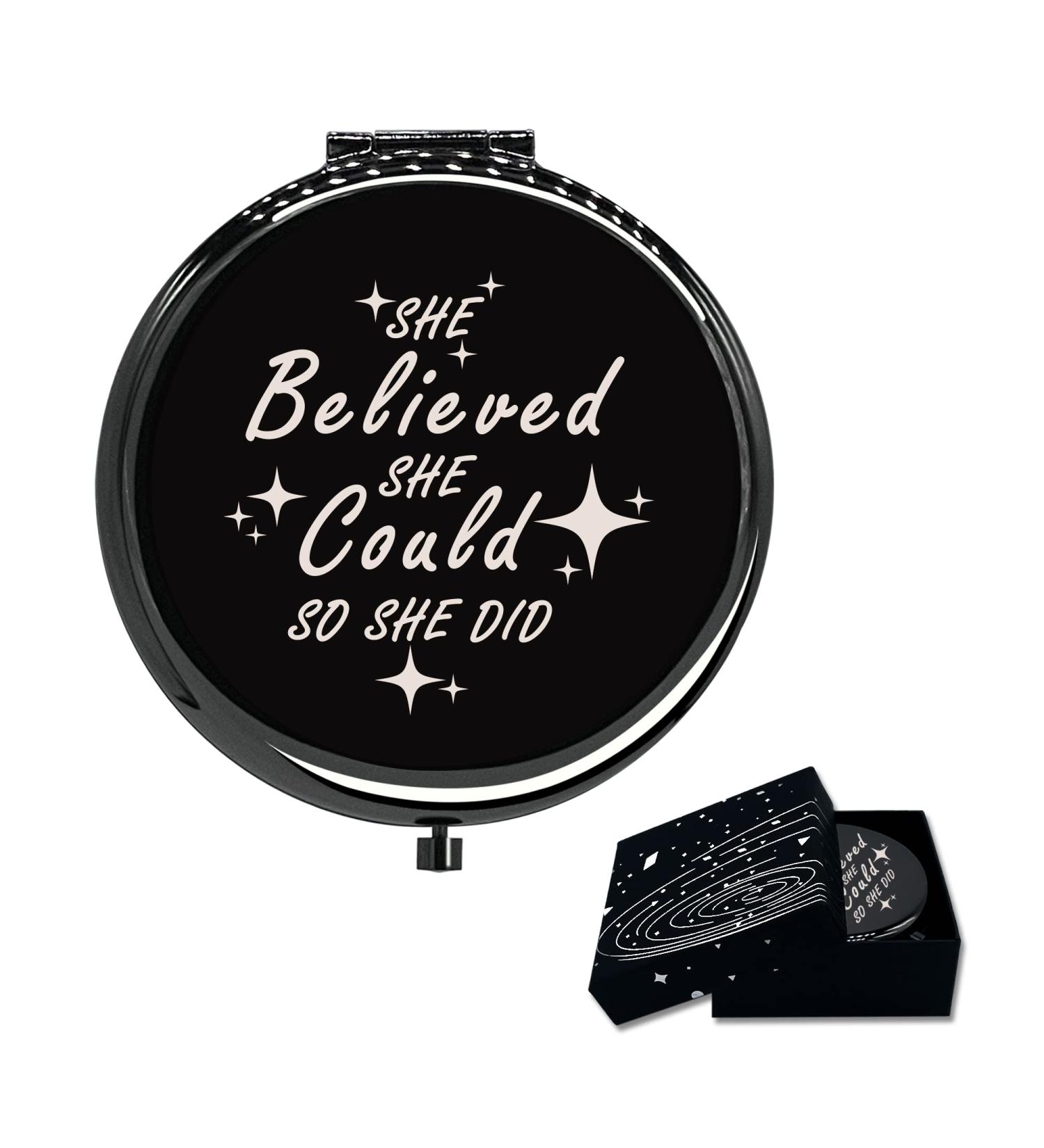Calyders She Believed She Could Travel Compact Pocket Mirror(Black) Inspirational Gift for Friends  Sister  Daughter  Wife Teens  Colleague Neighbor Nurse Birthday Wedding Graduation Valentine's Day - Buy Online on GoSupps.com