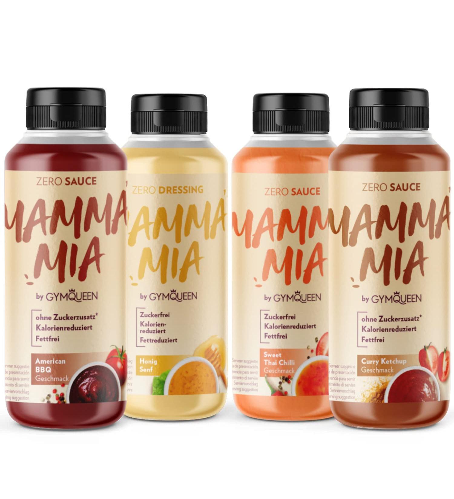Buy Gymqueen Mamma Mia Zero Sauce 4x265ml - Reduced Calorie Fat-Free Sugar-Free Healthy Salad Dressing & Dish Refiner - Best Seller Set - Buy Online on GoSupps.com