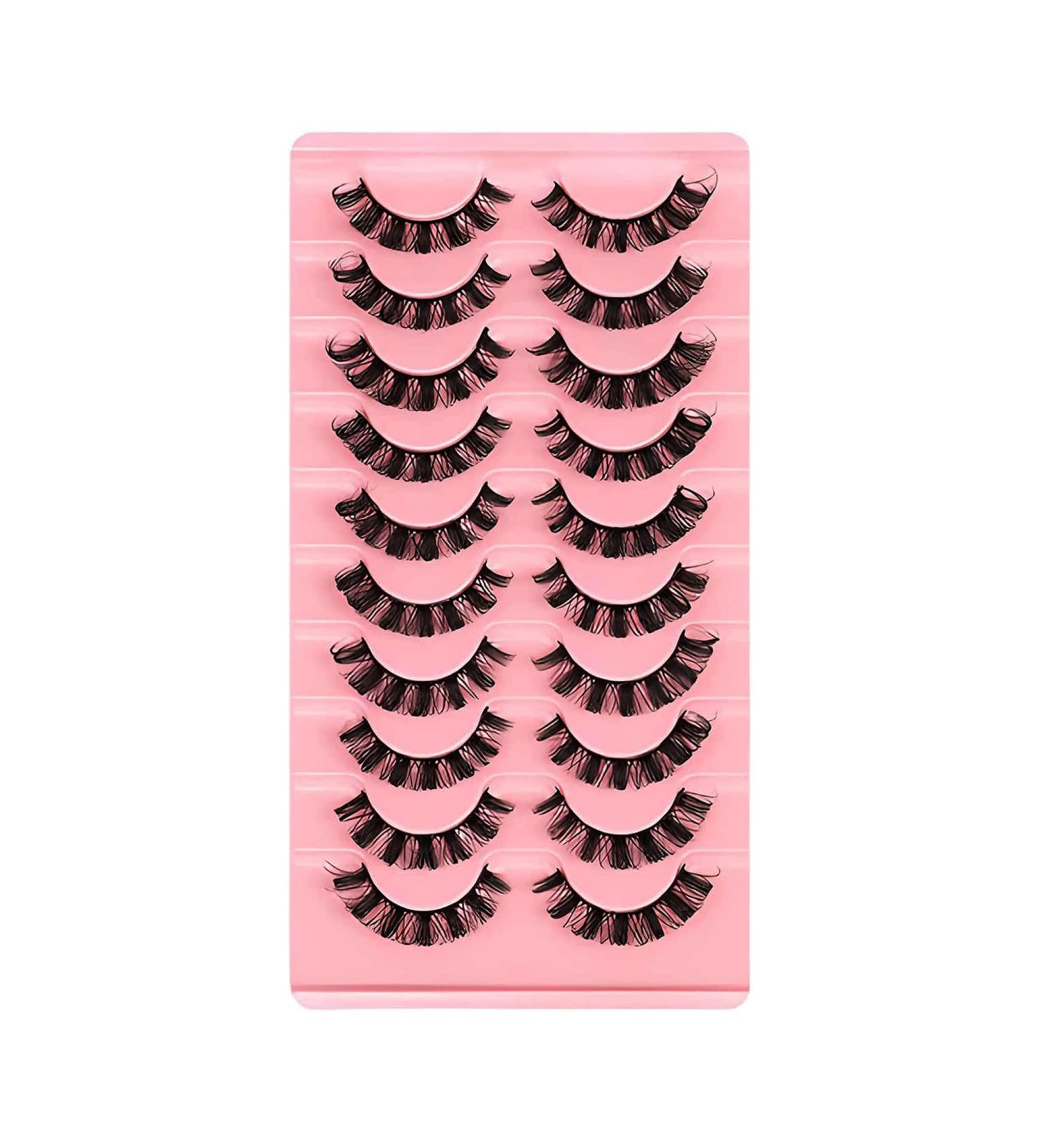 10 Pairs False Eyelashes Russian Strip Lashes Invisible Band Natural Look Fluffy Wispy Faux Mink Lashes Wispy Fluffy 3D Effect Hybrid Strip Lashes - Buy Online on GoSupps.com