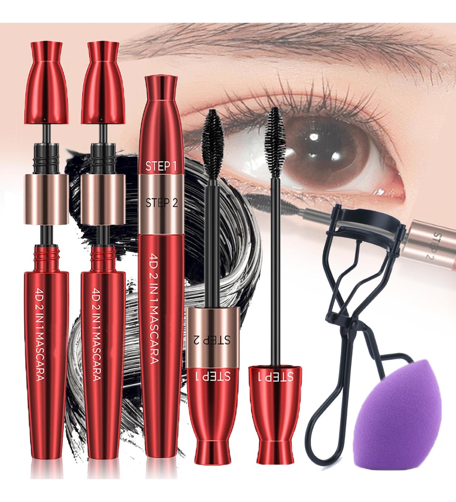 DENGWANG 4D Lengthening Curling Mascara 2 In 1 Black Mascara Double Headed 4D 2 In 1 Mascara Waterproof Thickening Mascara Black Thickening Lengthening Mascara Quick-Drying and Not Sticky (3PCS) - Buy Online on GoSupps.com
