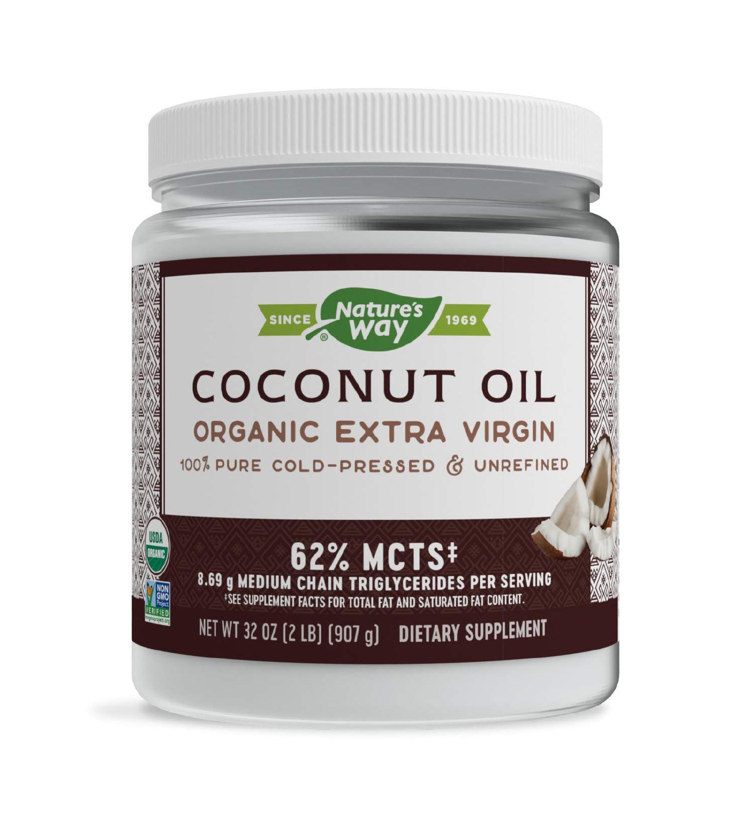 Nature's Way Organic Extra Virgin Coconut Oil - 2 lbs (896 g) for Healthy Cooking & Skincare - Buy Online on GoSupps.com