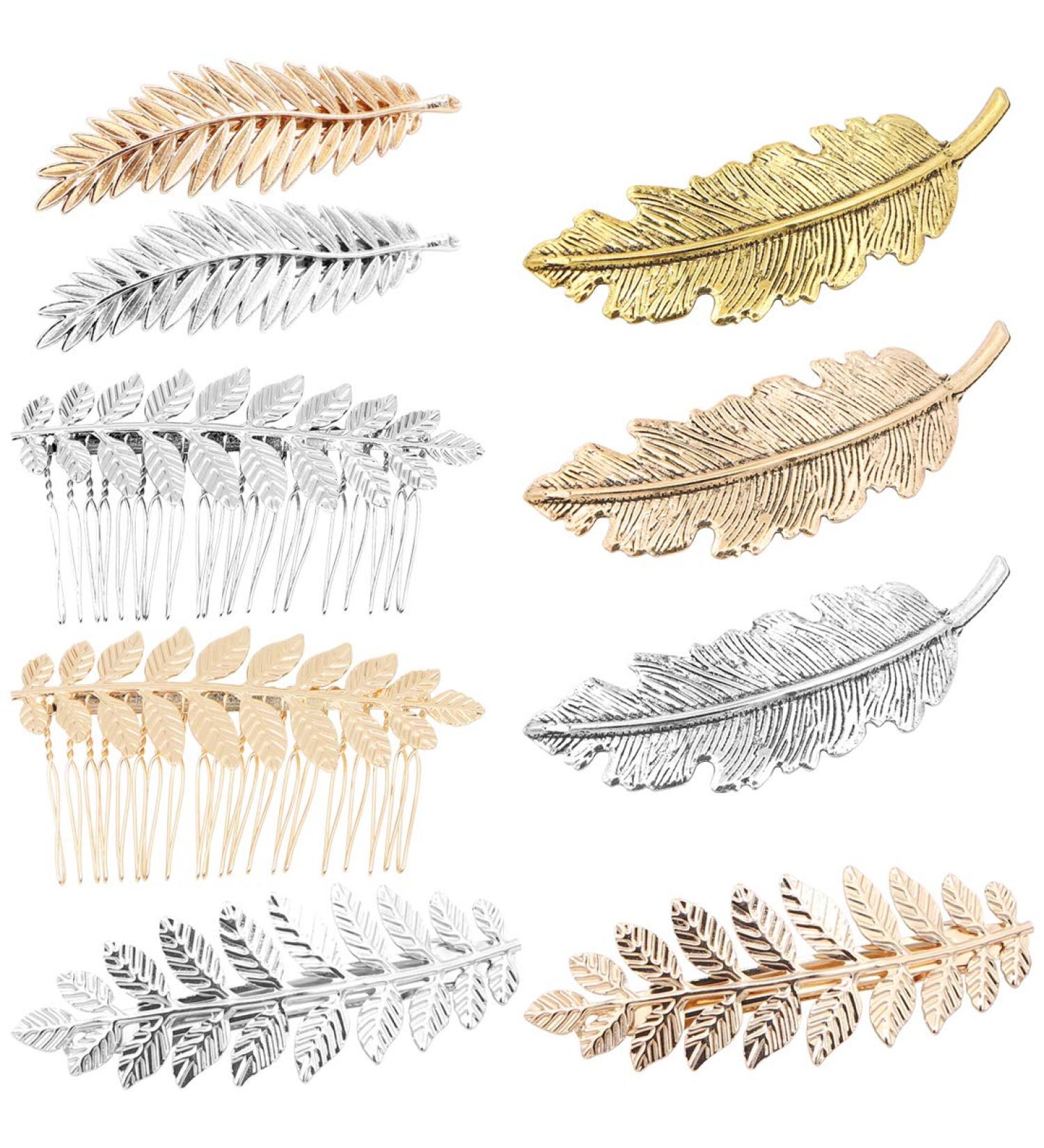 9 Pieces Vintage Metal Hair Clips Feather Leaf Shaped Hair Comb for Women & Girls - Buy Online on GoSupps.com