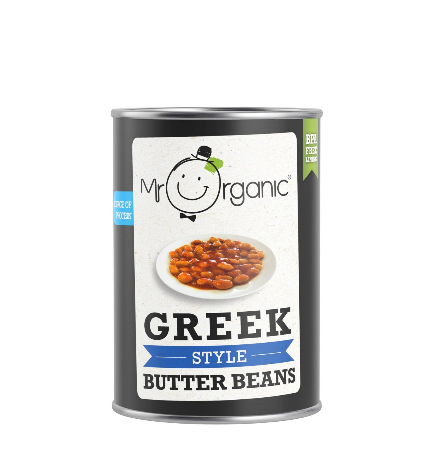 Mr Organic Greek Style Butter Beans - Authentic Mediterranean Flavours - Vegan-Friendly - Made with Organic Ingredients - Creamy and Delicious - Ideal for Soups Salads and Stews - Pack of 12 - Buy Online on GoSupps.com