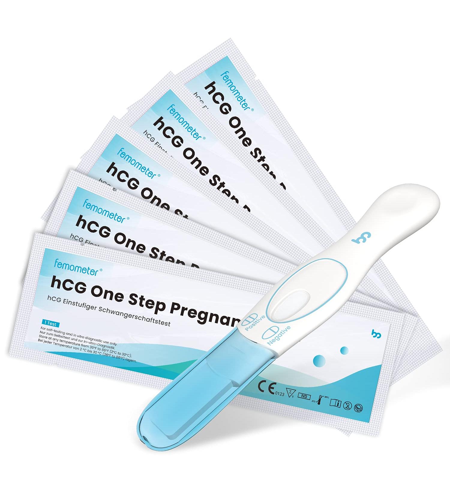 Femometer Pregnancy Test - Early Detection HCG Tests (25 mIU/ml) - 99% Accuracy - 5 Pack - Buy Online Internationally - Buy Online on GoSupps.com