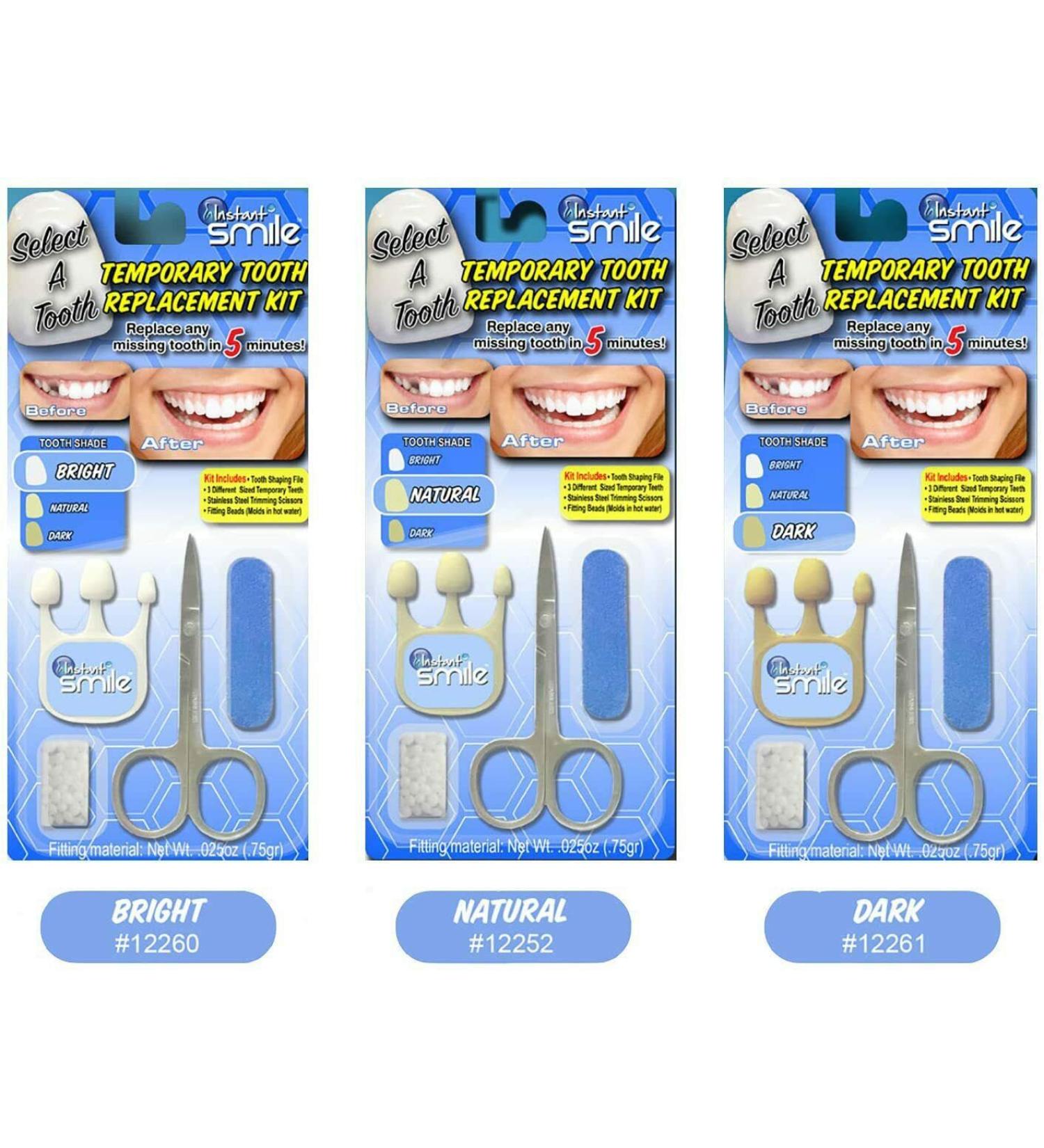Instant Smile Select A Tooth Temporary Tooth Replacement Kit - 3 Pack Combo (Light, Natural, Dark) - Dental Care Solution - Buy Online on GoSupps.com