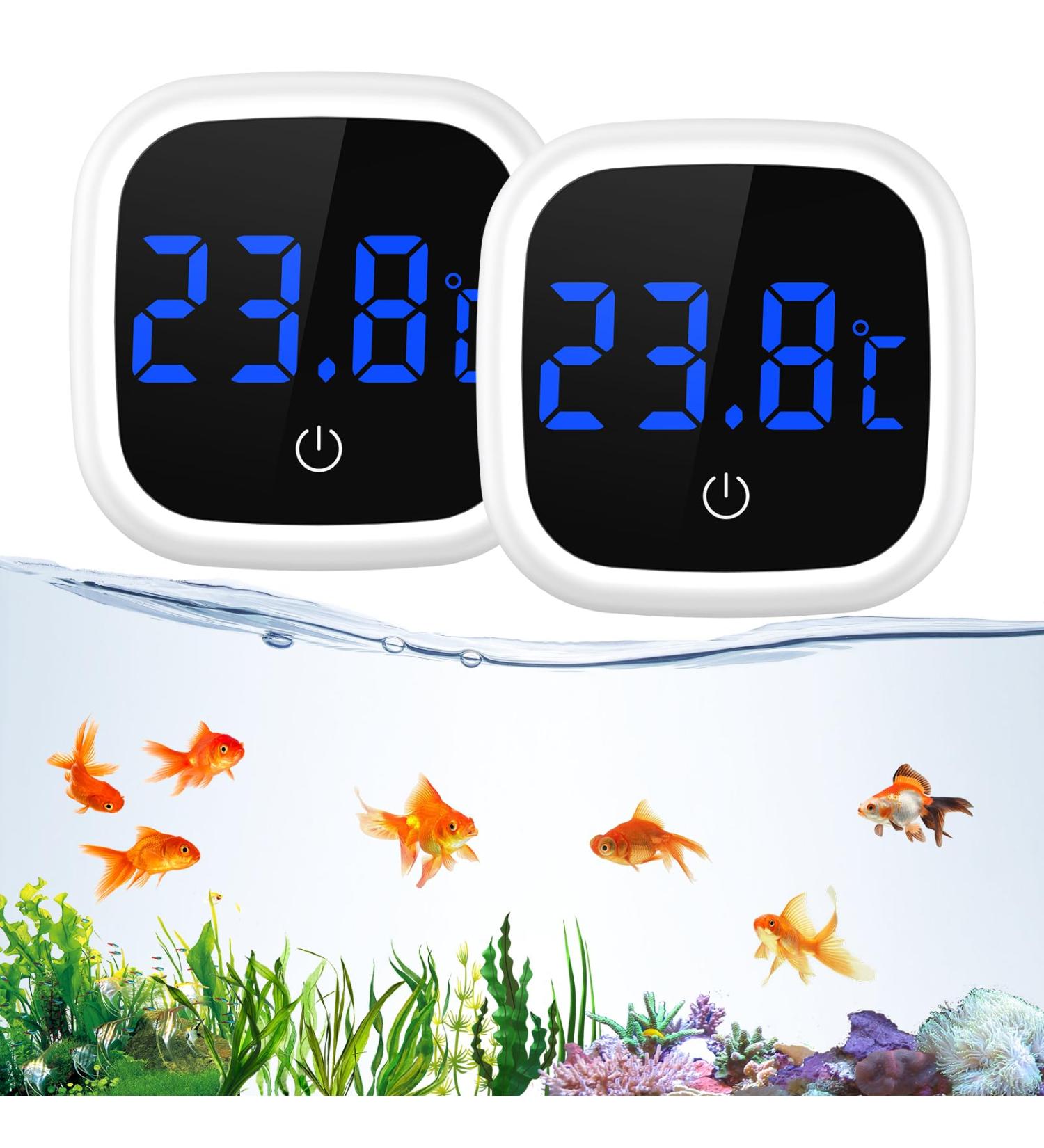 Oria Aquarium Thermometer - 2 Pack Digital Temperature Gauge for Freshwater & Saltwater Aquariums Mini LED Display Precision Measuring for Reptiles - Buy Online on GoSupps.com