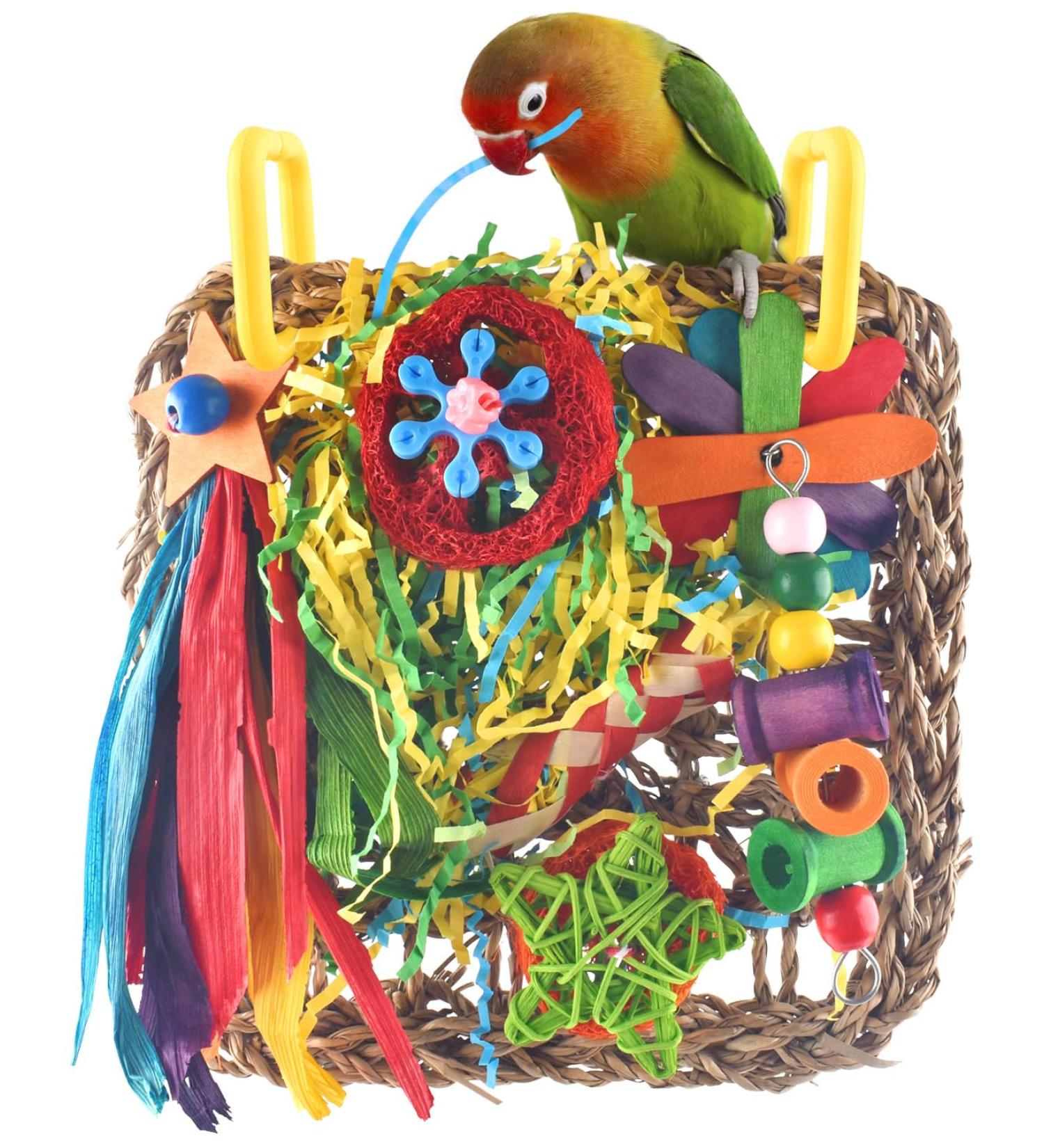 Shop Colorful Bird Toys for Budgies & Parrots | Seagrass Swings Chewing Wood Toys & More - Buy Online on GoSupps.com