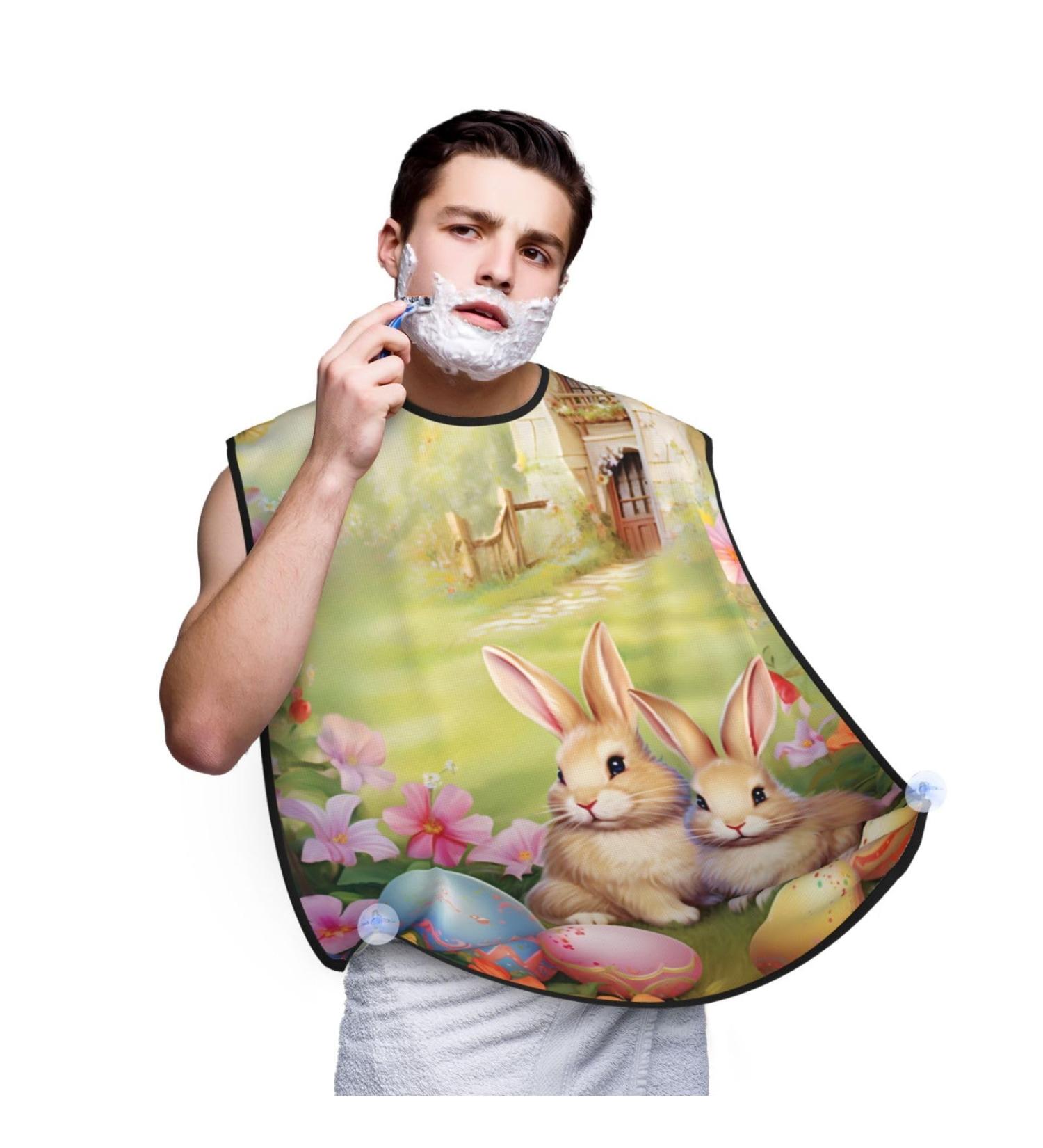 Spring Vintage Easter Rabbit Shaving Bib | Waterproof Beard Apron | Perfect Gift for Dad - One Size Fits All - Buy Online on GoSupps.com