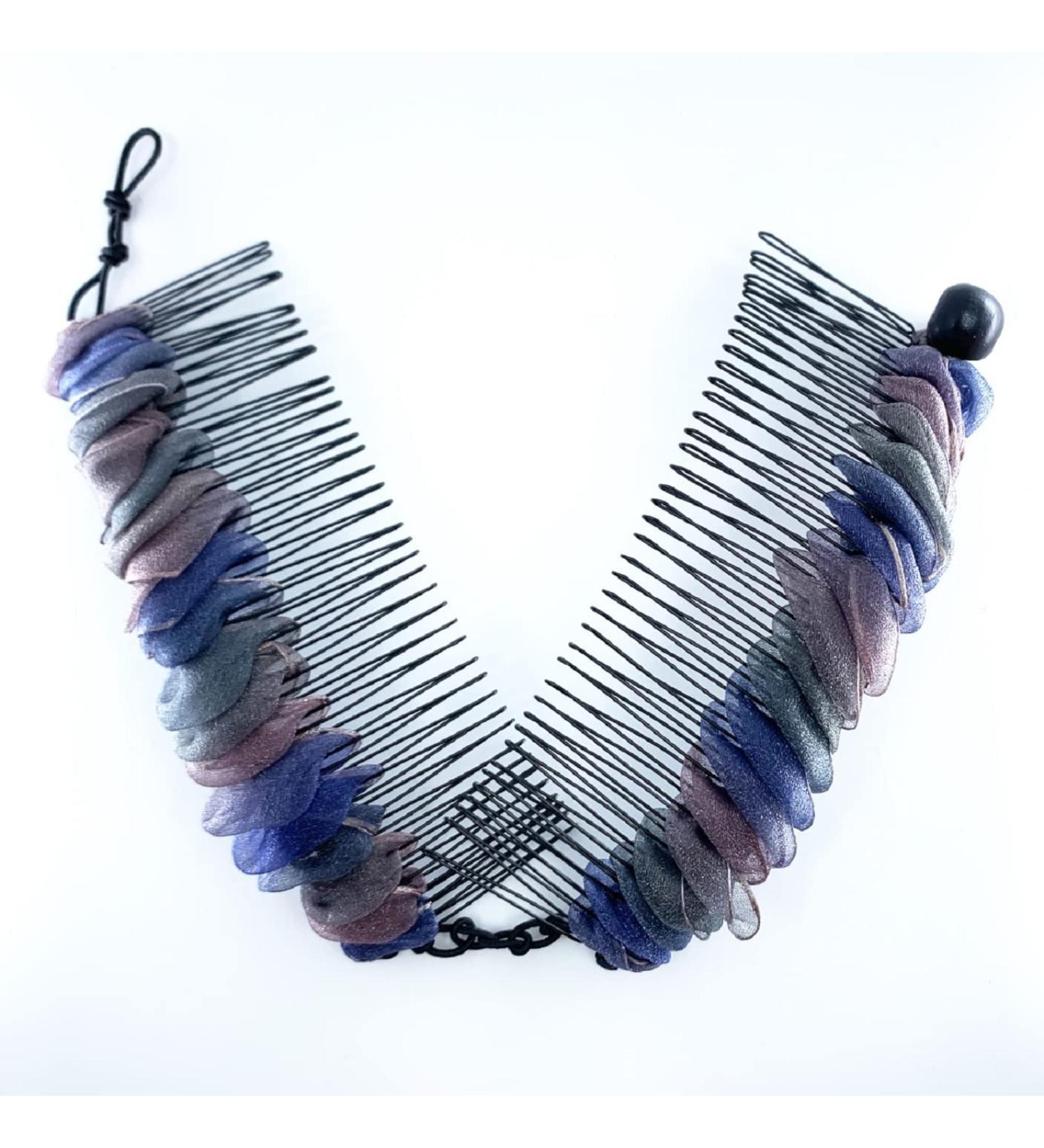 Large Stretch Banana Clip for Curly & Coily Hair - Sturdy Hold, No Damage - Storm Blue with Bead Closure - Buy Online on GoSupps.com