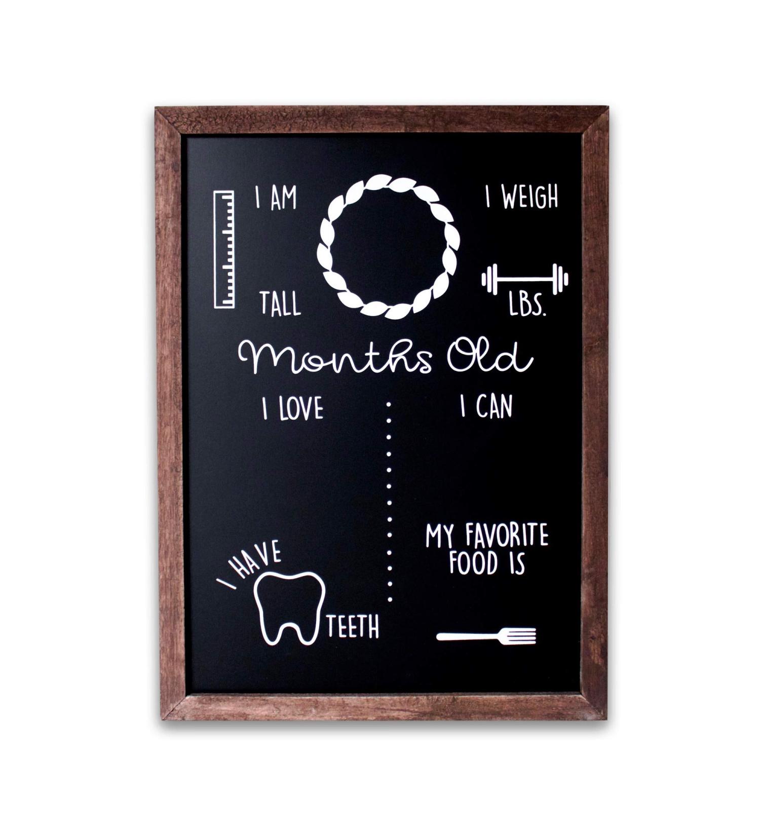 Wood Framed Baby Monthly Milestone Chalkboard | Reusable 12x16 Baby Calendar Board - Buy Online on GoSupps.com