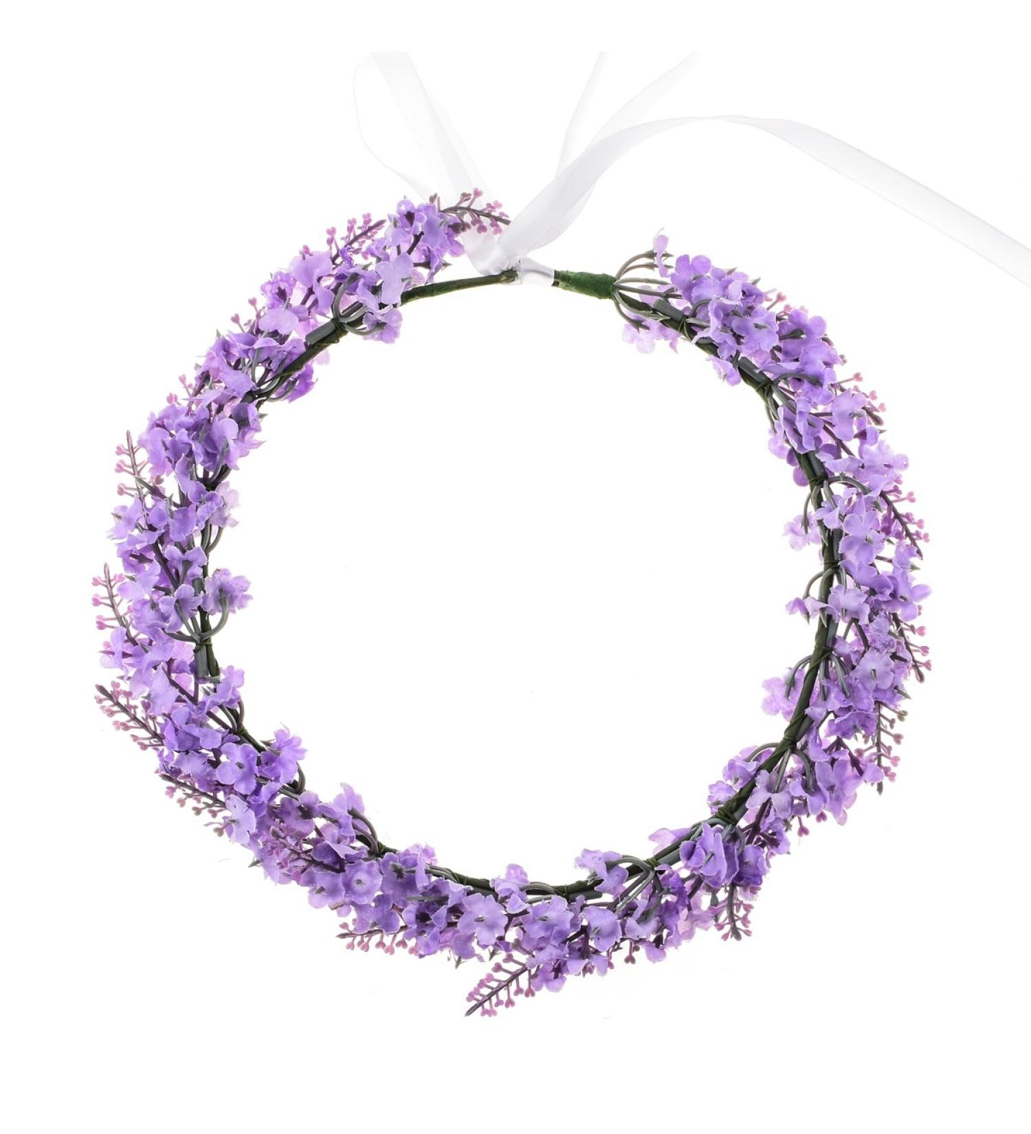 Accesyes Lavender Headband Bridal Woodland Garland Flower Hair Wreath Wedding Accessories BOHO Crown Beach Girls Headpiece (Purple)