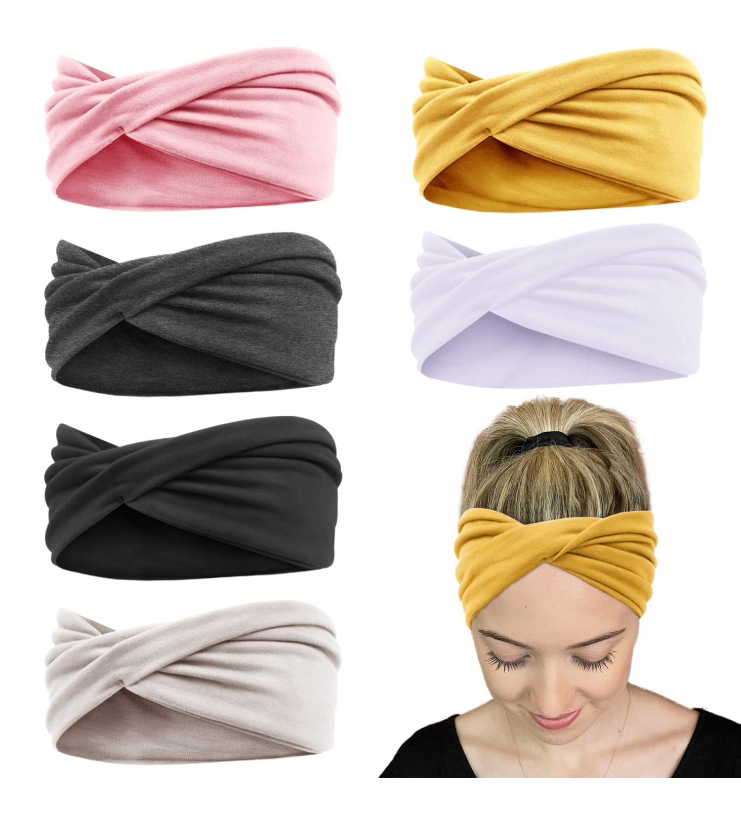 Huachi Twisted Headbands for Women - Non Slip Wide Head Bands 6 Pack - Chic Solid Color Hair Accessories - Buy Online on GoSupps.com