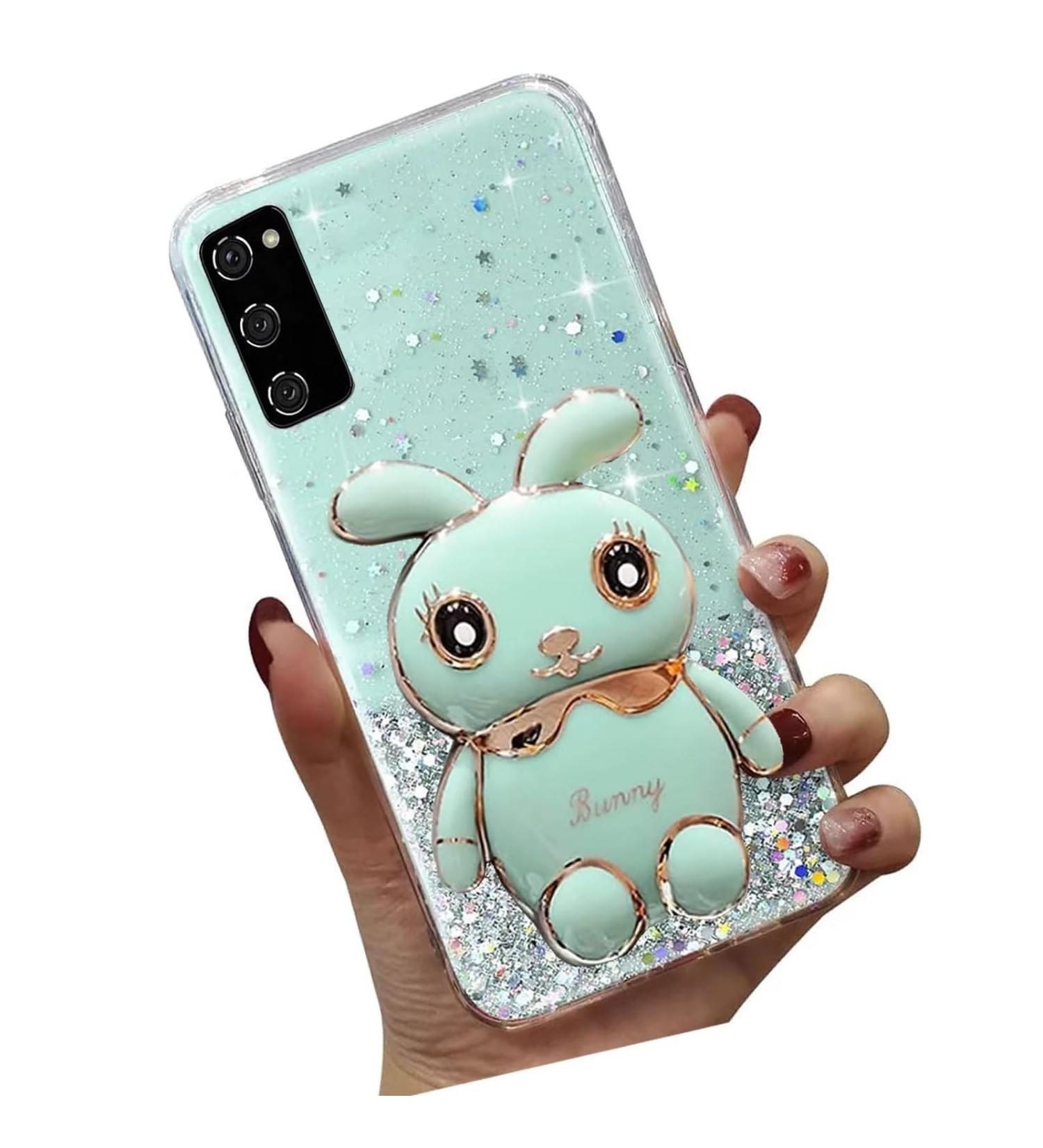 Buy Tivenfezk Nadoli for Samsung Galaxy S20 - Glitter Rabbit Soft Silicone Case with Hidden Stand | Transparent Protective Cover - Buy Online on GoSupps.com