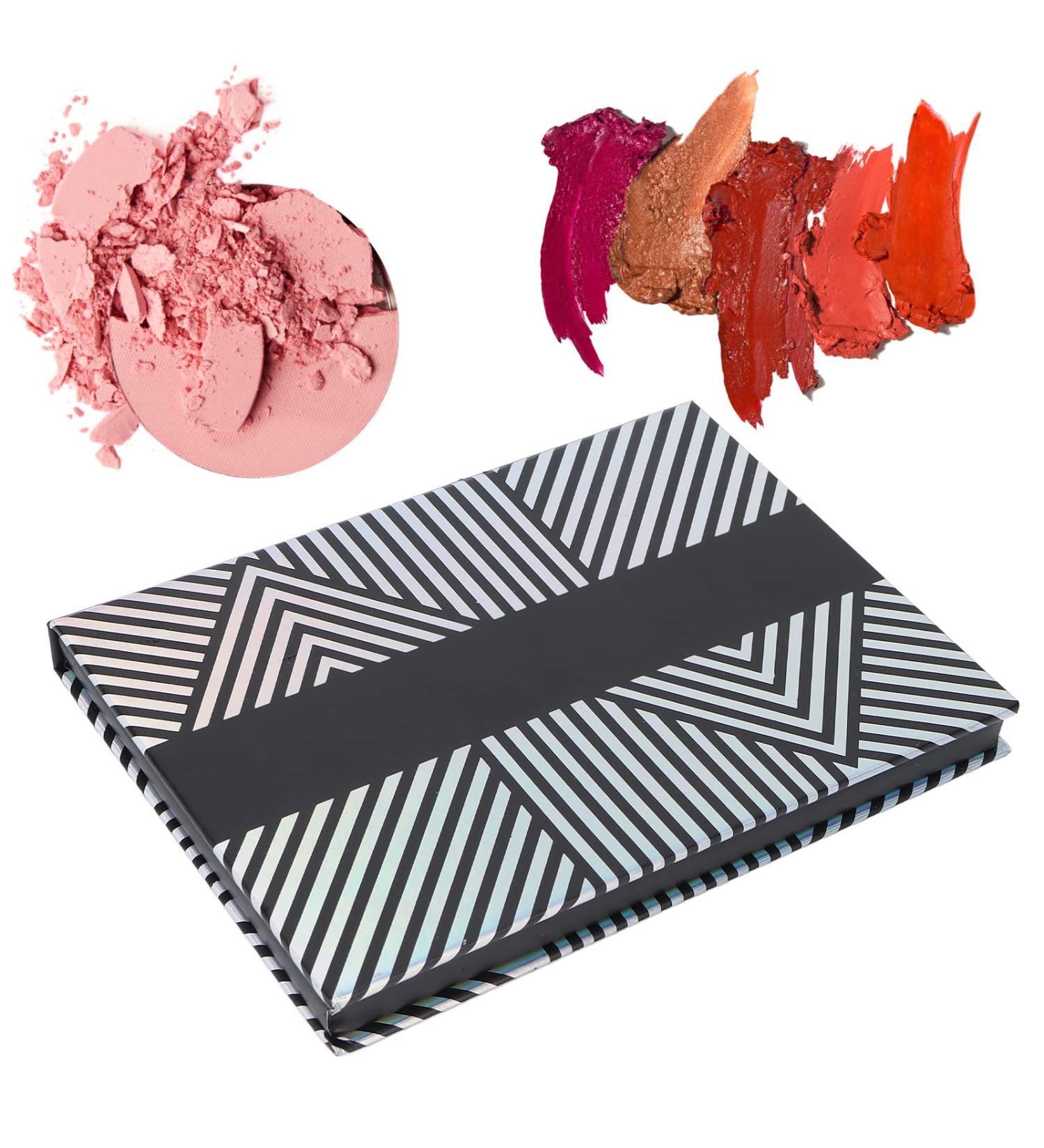 Buy Empty Makeup Palette - Black & White Striped Magnetic Palette with Mirror for Eyeshadow Lipstick Blush & Powder | International Shipping Available - Buy Online on GoSupps.com