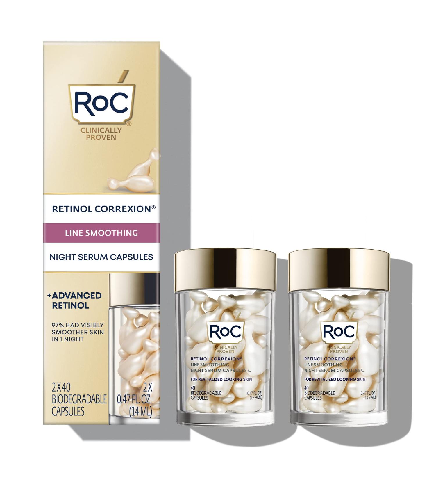 RoC Retinol Correxion Line Smoothing Night Retinol Serum 80 Capsules (Limited Edition Value Set) - Buy Online on GoSupps.com