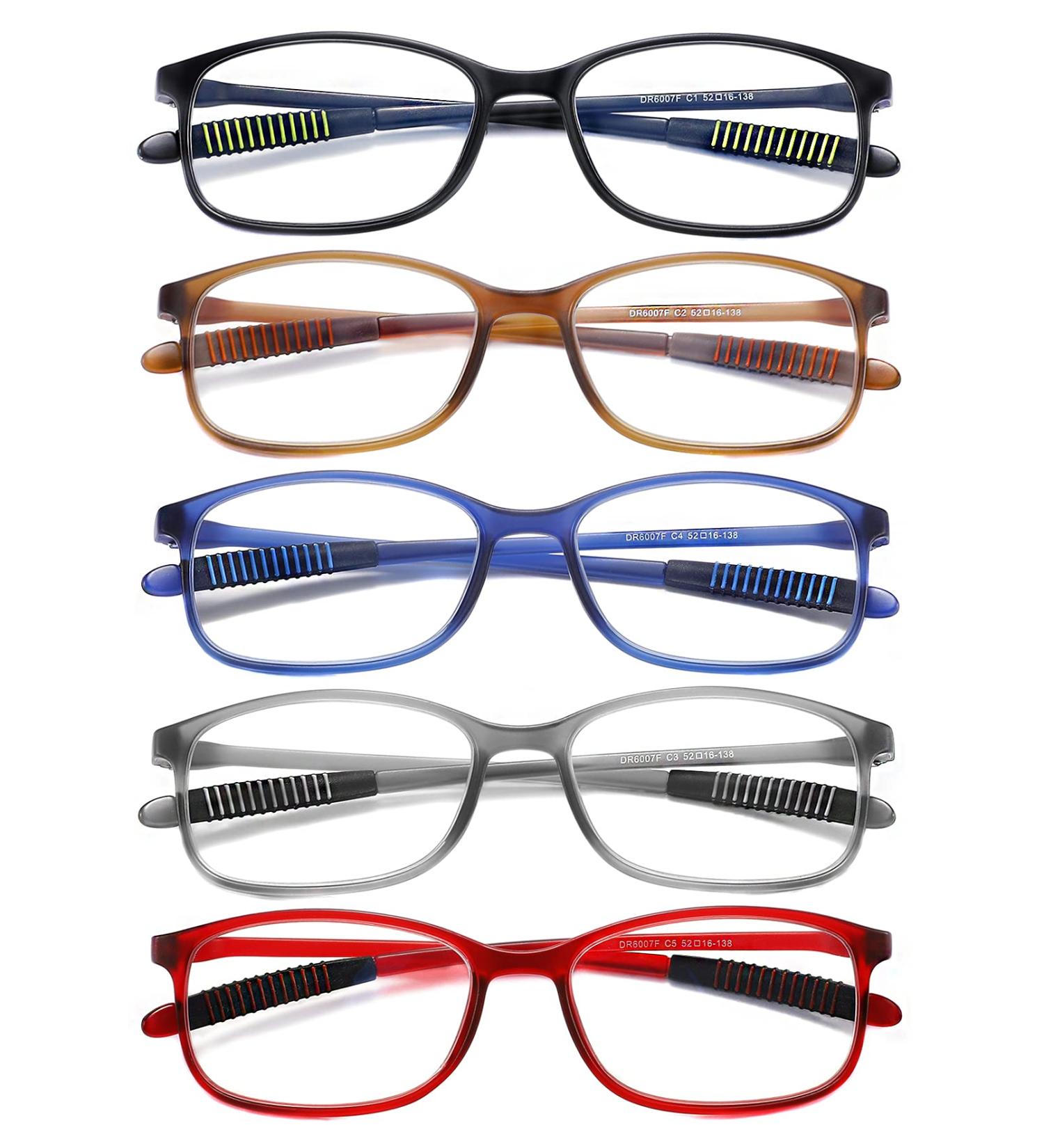 JJWELL Blue Light Blocking Reading Glasses 5 Pack (+3.75) for Men Women - TR90 Computer Readers Anti Blue Ray UV400 - Reduce Eye Strain Glare Dryness - Lightweight Flexible Design in Brown Red Blue Black Grey - Buy Online on GoSupps.com