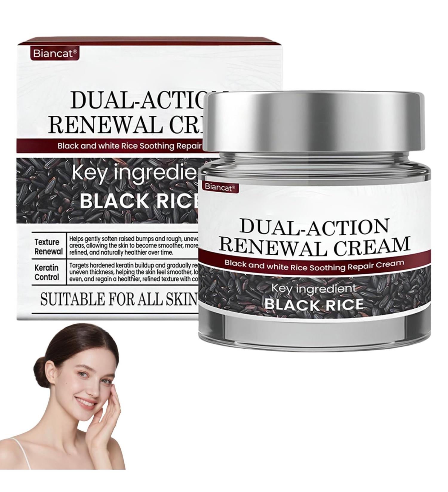 AEEHFENG Dual-Action Renewal Cream Professional Skin Repair Cream Black And White Rice Soothing Repair Cream-50g Anti-Aging Hydrating Natural Ingredients for All Skin Types (1 Bottle) - Buy Online on GoSupps.com