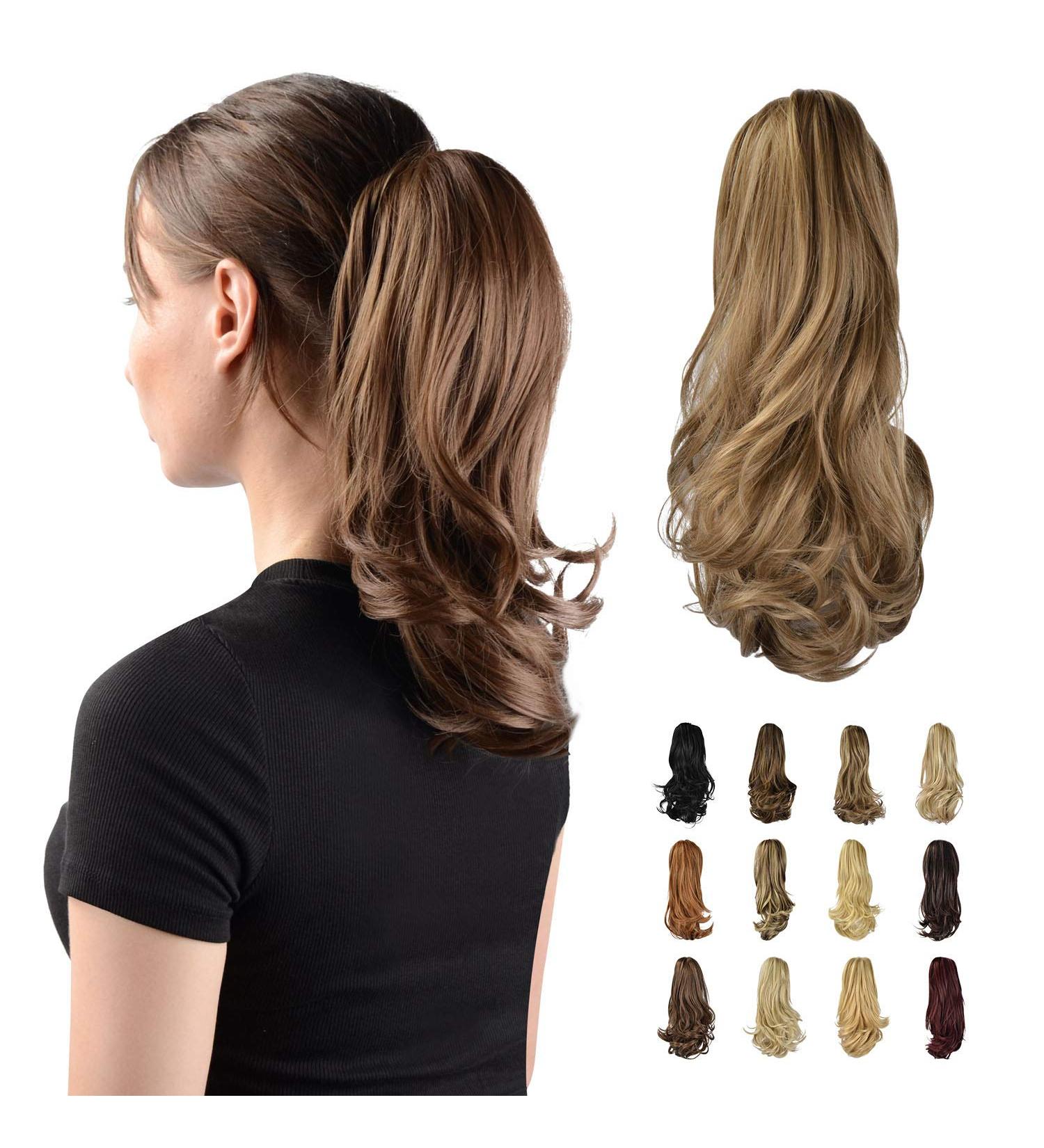 Sofeiyan 13 Long Curly Ponytail Extension | Natural-Looking Synthetic Hairpiece | Brown & Blonde Claw Clip-In for Women - Buy Online on GoSupps.com