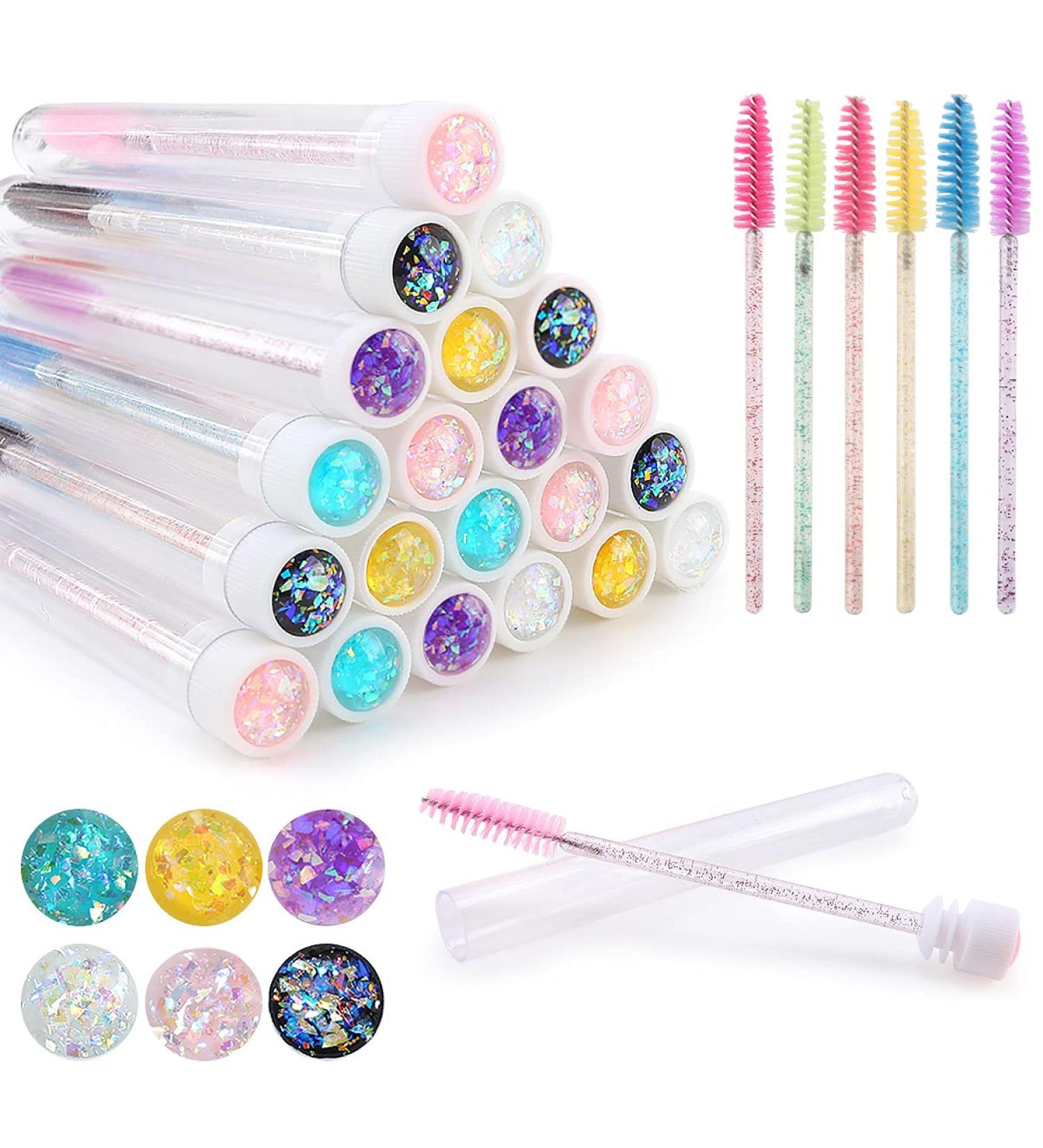 50Pcs Disposable Mascara Wands with 20Pcs Tube Set - Eyelash Brushes Spoolies for Extension, Blue Mixed Color - Buy Online on GoSupps.com