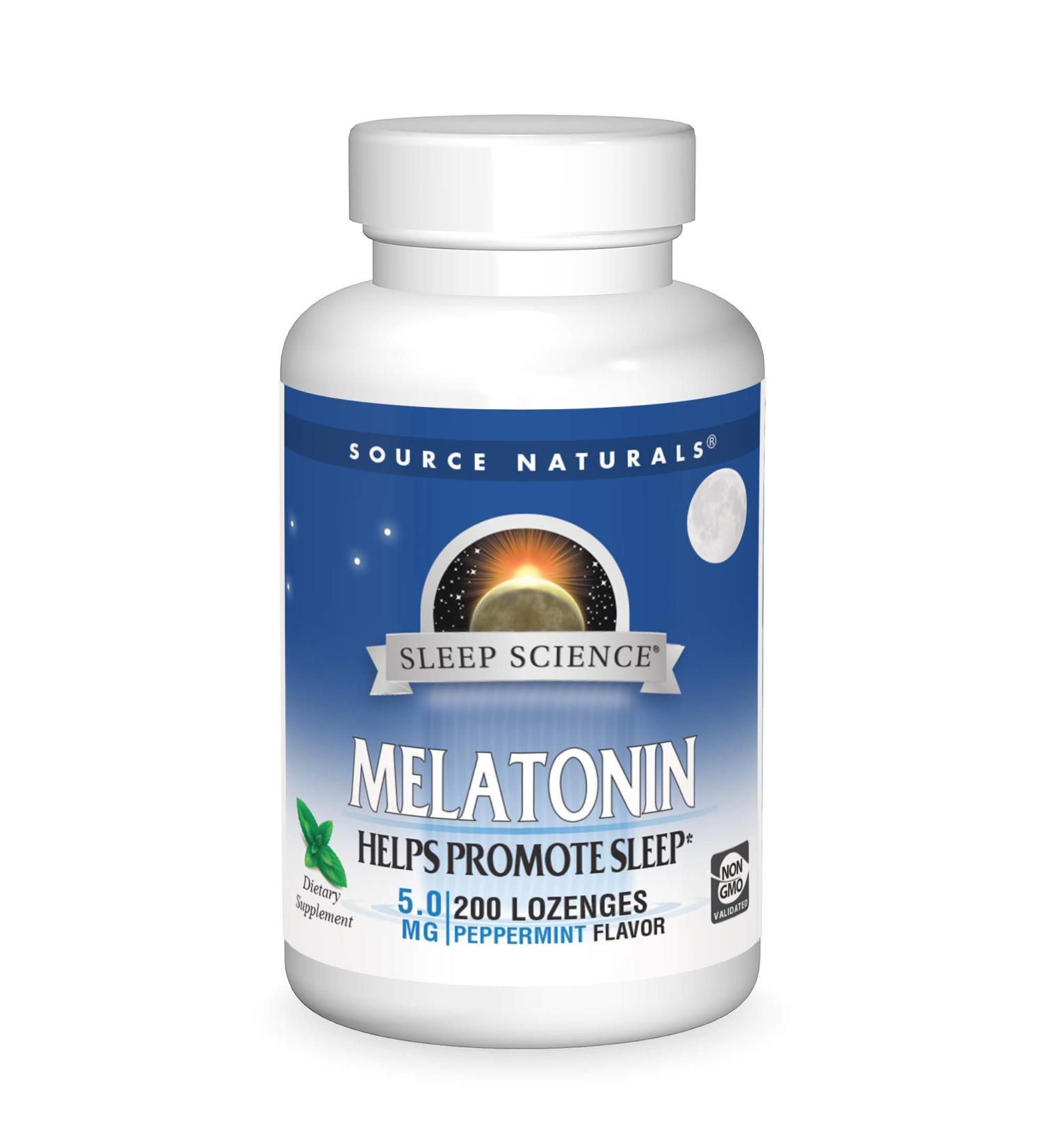 Source Naturals Melatonin Peppermint 5mg - 200 Lozenges for Better Sleep - Buy Online on GoSupps.com