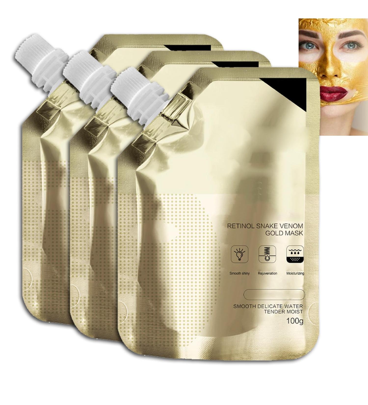 Gold Mask Huasurv Anti-Aging Gold Face Mask Rejuvenating Gold Peel off Mask Retinol Snake Venom Gold Mask Gold Firming Snake Venom Face Mask Rejuvenate And Moisturize Skin (3PC) - Buy Online on GoSupps.com
