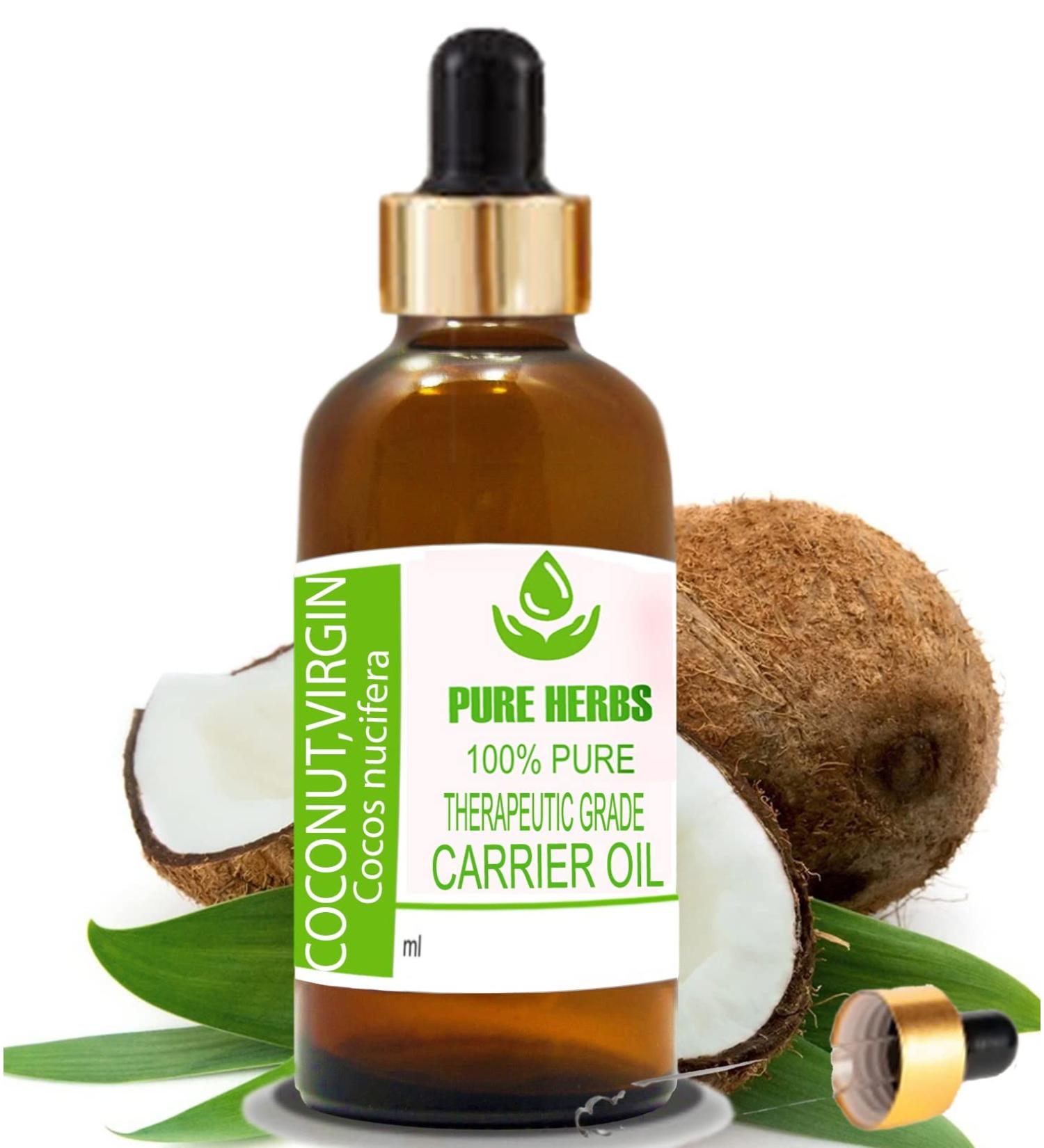 Buy Pure Herbs Virgin Coconut Oil - 100ml Therapeutic Quality Natural Carrier Oil - Buy Online on GoSupps.com