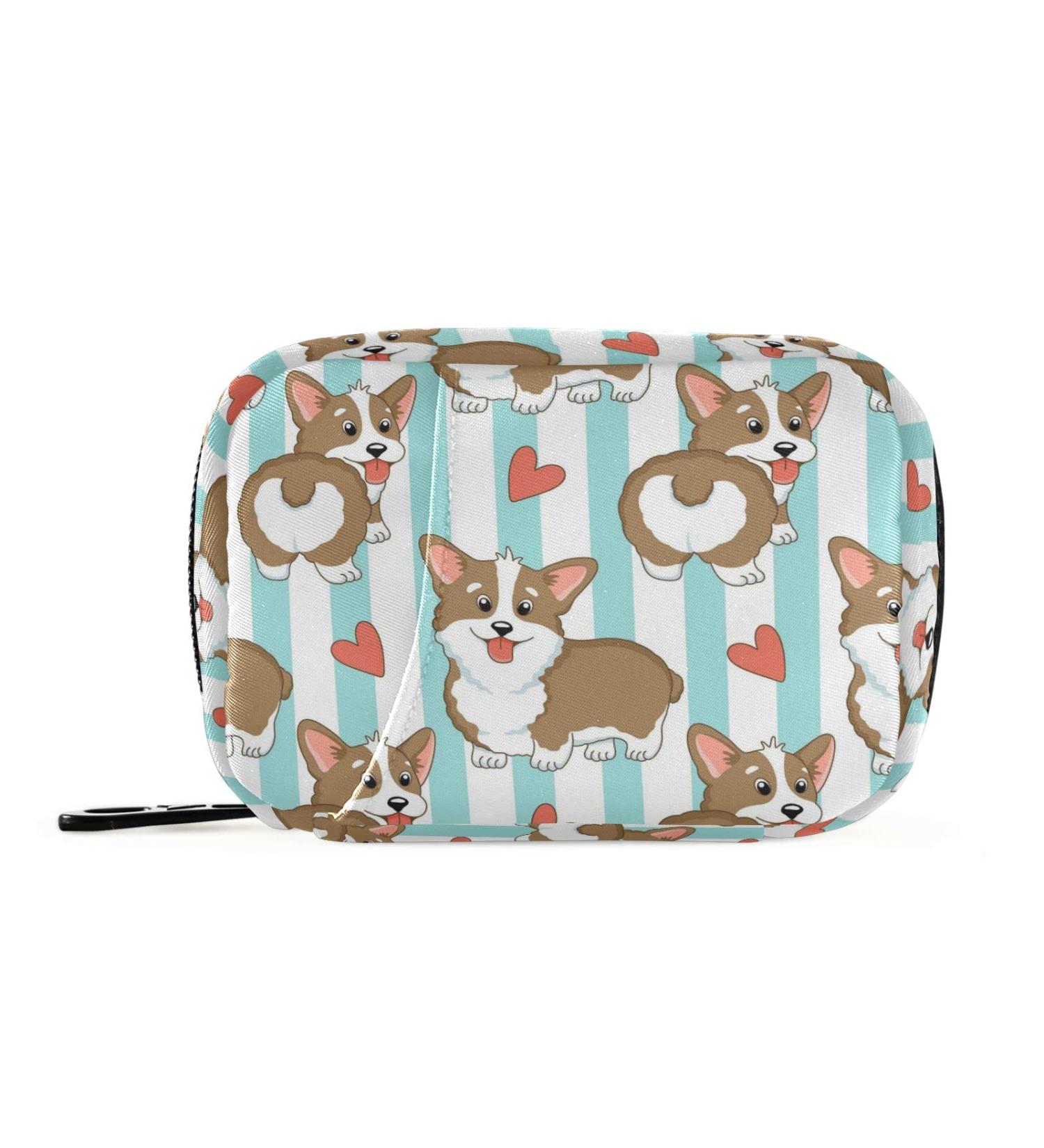 Shop Naanle Stripe Heart Corgi Dog Pill Box - 7 Day Travel Organizer Portable & Compact Vitamin Holder - Buy Online on GoSupps.com