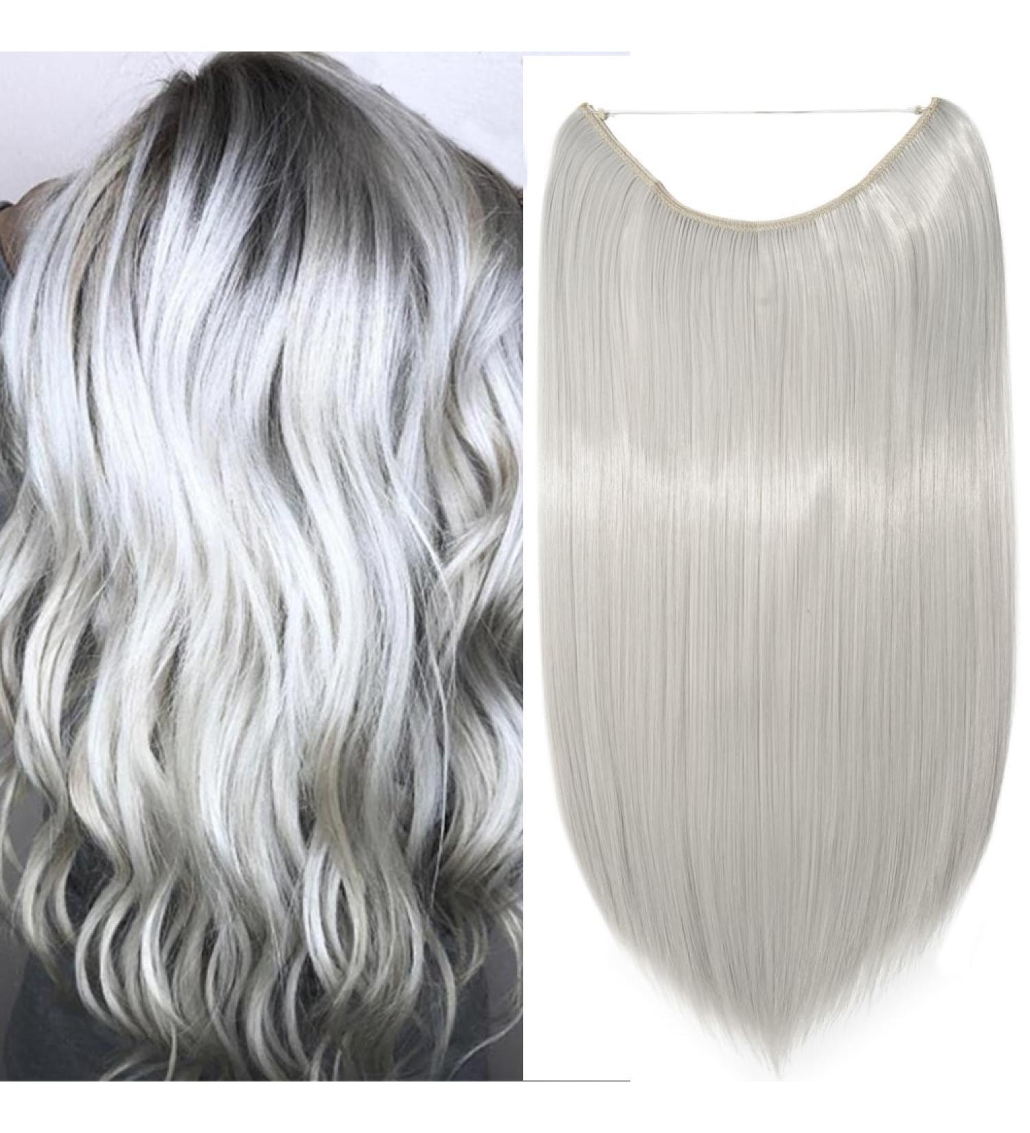 Buy Invisible Wire Hairpiece Extensions - Silver-Gray 50cm Thickening Weft - 90g International Shipping - Buy Online on GoSupps.com