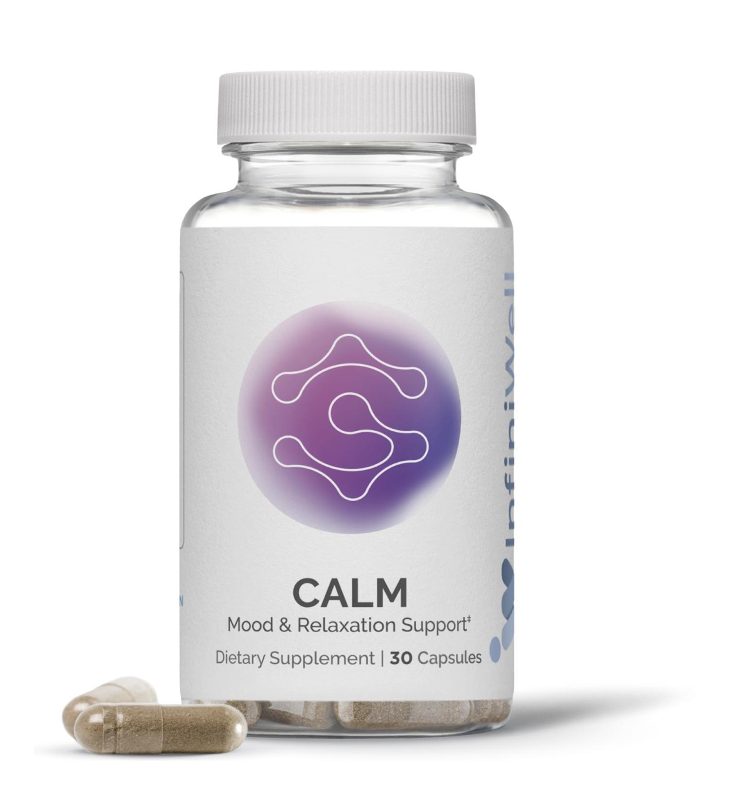 InfiniWell Calm - Mood & Cognitive Support Supplement for Adults with L-Theanine Bacopa monnieri & DHH-B - Supports Relaxation Focus & Mental Clarity (30 Capsules) - Buy Online on GoSupps.com