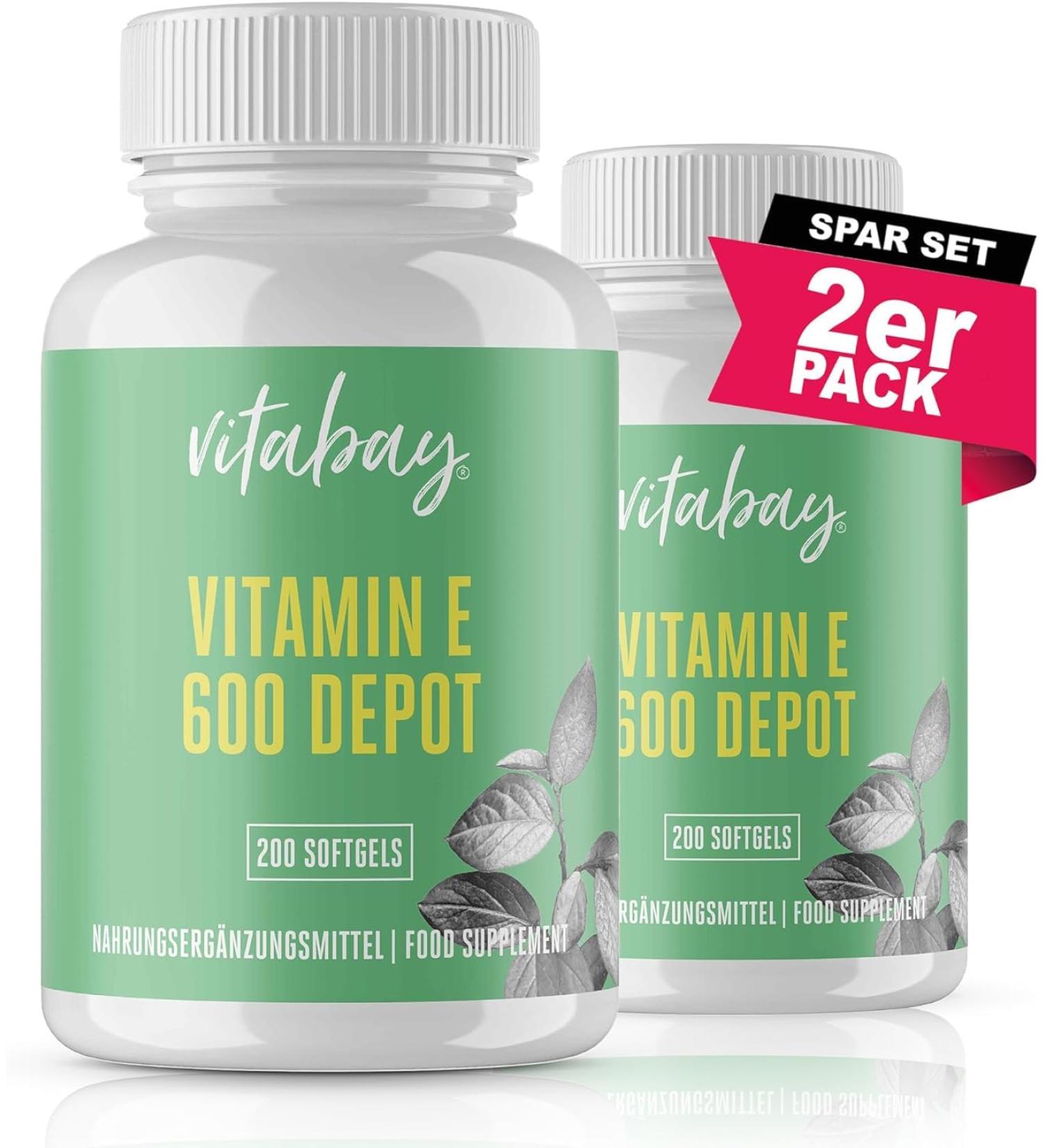 Buy VITABAY High-Dosed Vitamin E 600 IE - 400 Vegan Softgel Capsules with Tocopherol & Tocotrienol - Natural Vitamin E for Optimal Health - Buy Online on GoSupps.com