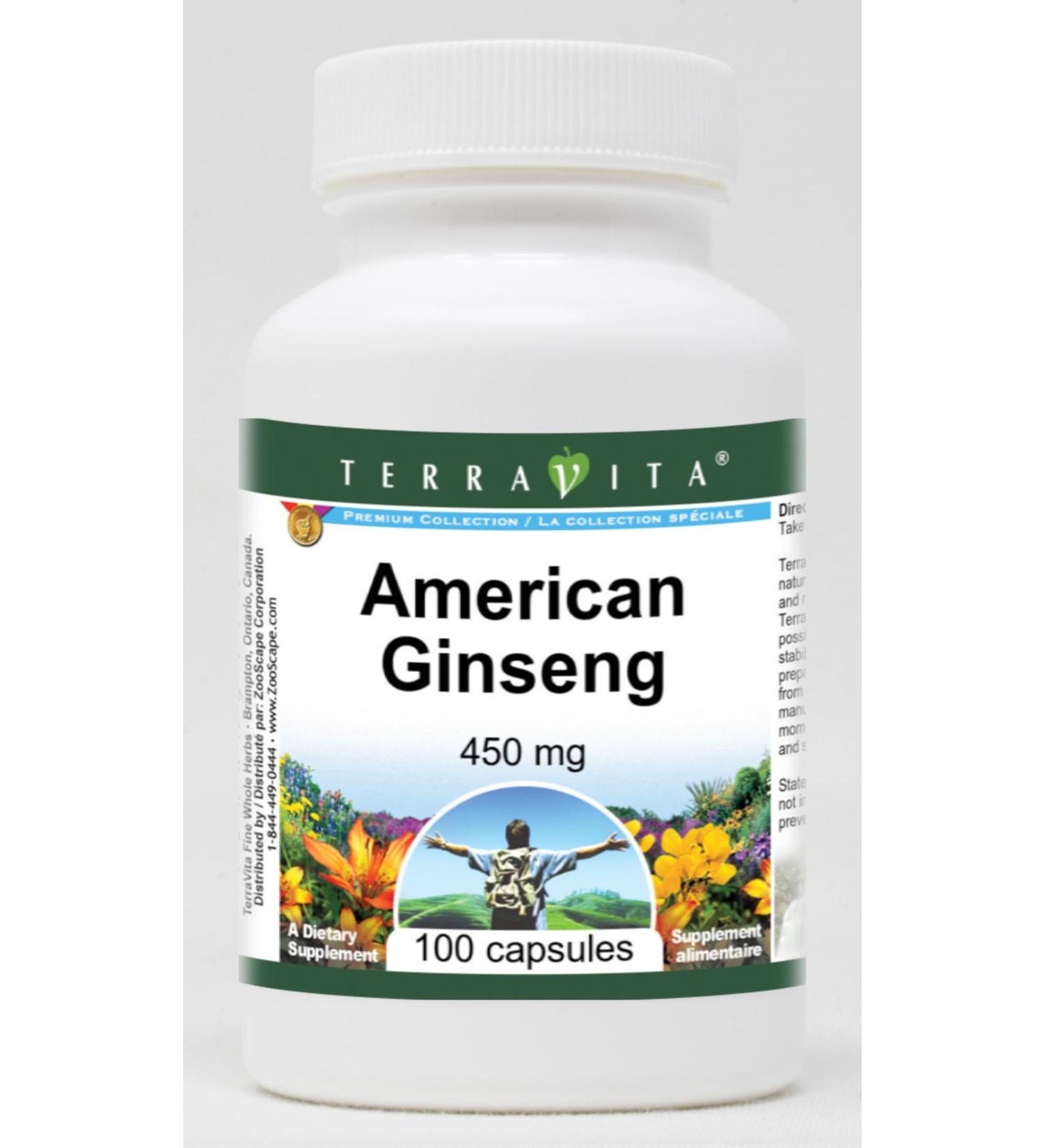 American Ginseng - 450 mg (100 Capsules ZIN: 520232) - Buy Online on GoSupps.com