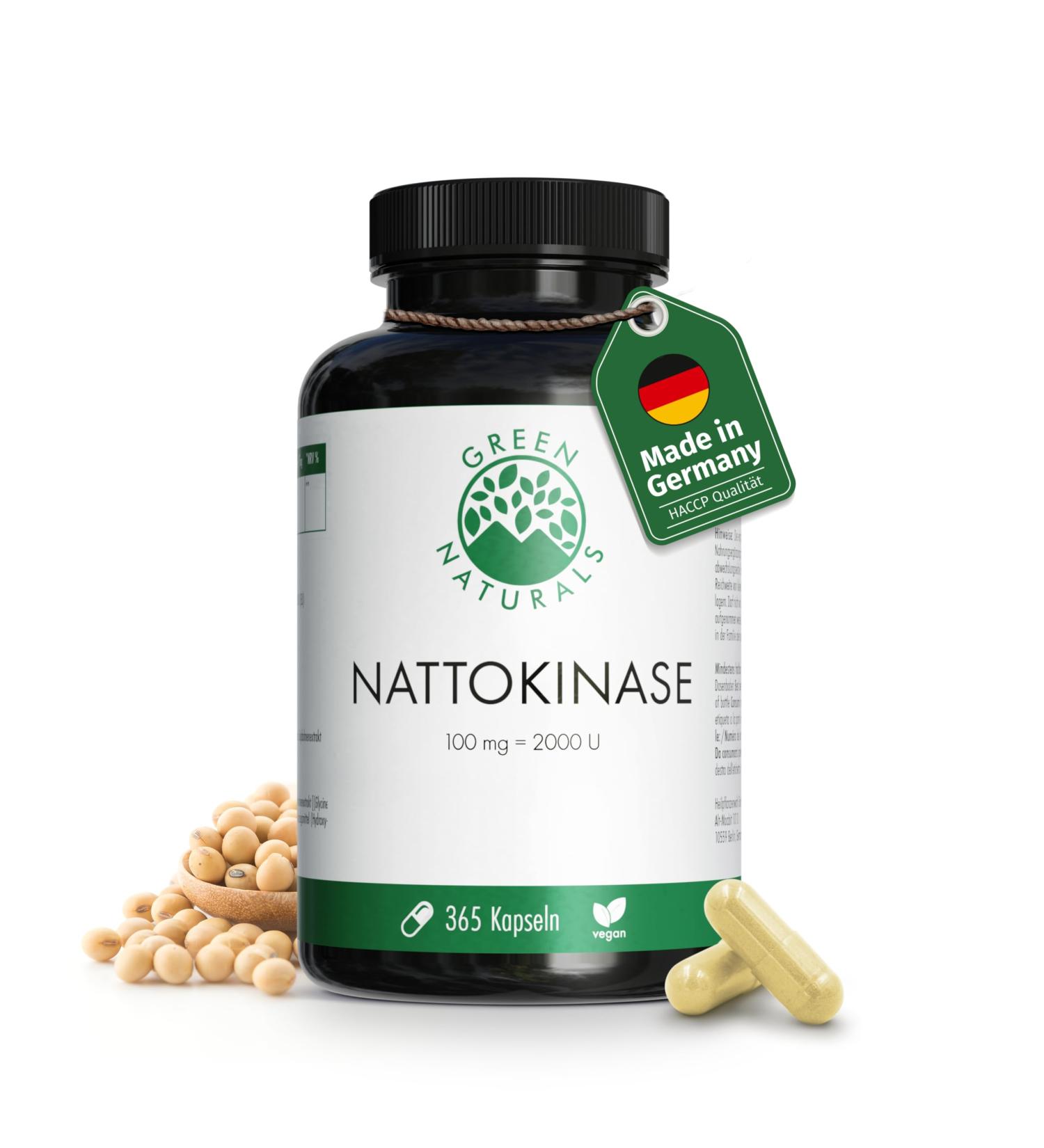 Nattokinase 20 000 FU/G | 100 mg Capsules | 365 Fermented Soybean Extract | Non-GMO | Green Naturals - International Shipping Available - Buy Online on GoSupps.com