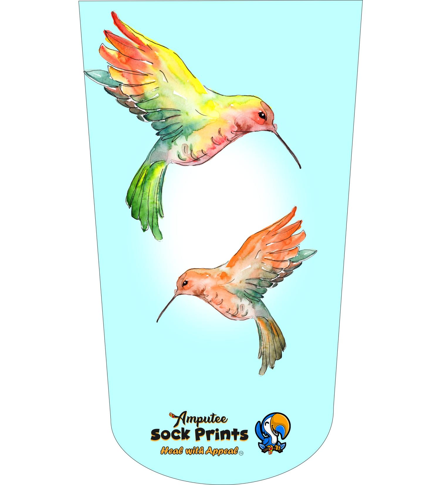 Heal with Appeal Amputee Stump Sock Watercolor Hummingbirds V2 - 3Ply - Buy Online on GoSupps.com