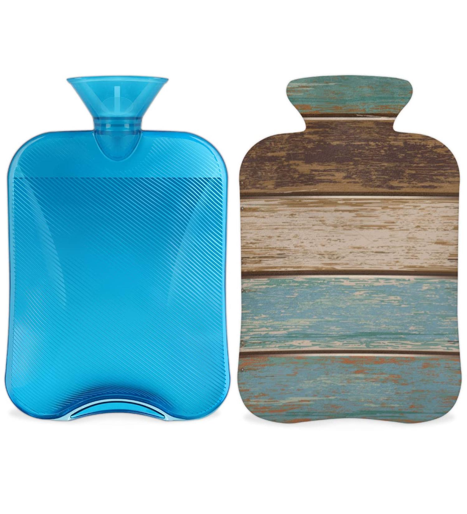 2L Hot Water Bottle with Retro Wood Grain Cover Pain Relief for Cramps & Cold Therapy | PVC Heating Pad for Feet & Hands - Buy Online on GoSupps.com