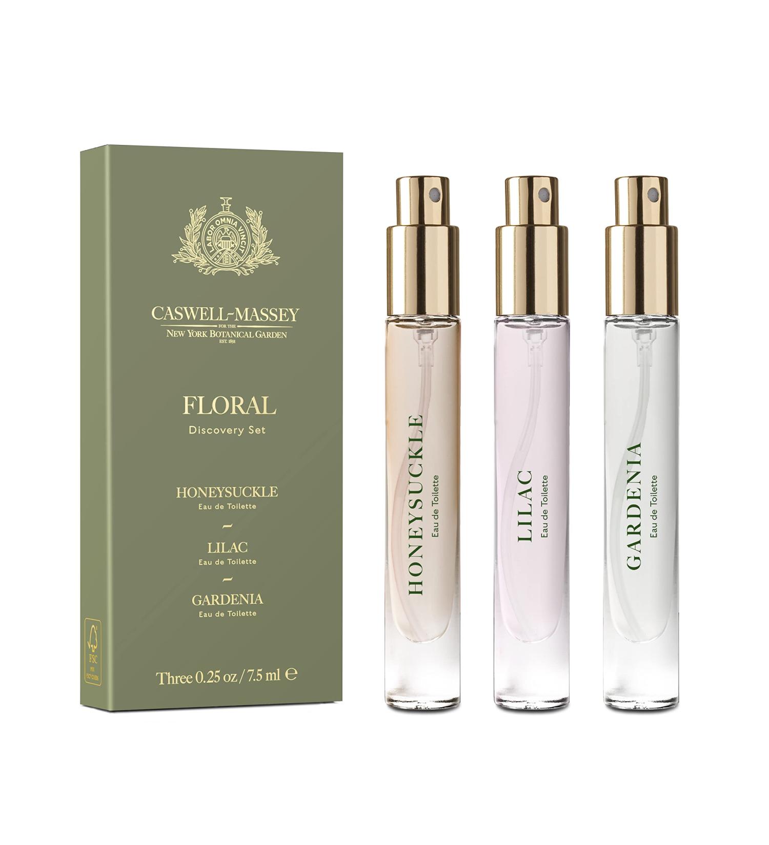 Caswell-Massey Floral Trio Discovery Set | Gardenia Lilac & Honeysuckle Travel Size Perfume for Women - 0.25 Fl Oz Each - Buy Online on GoSupps.com