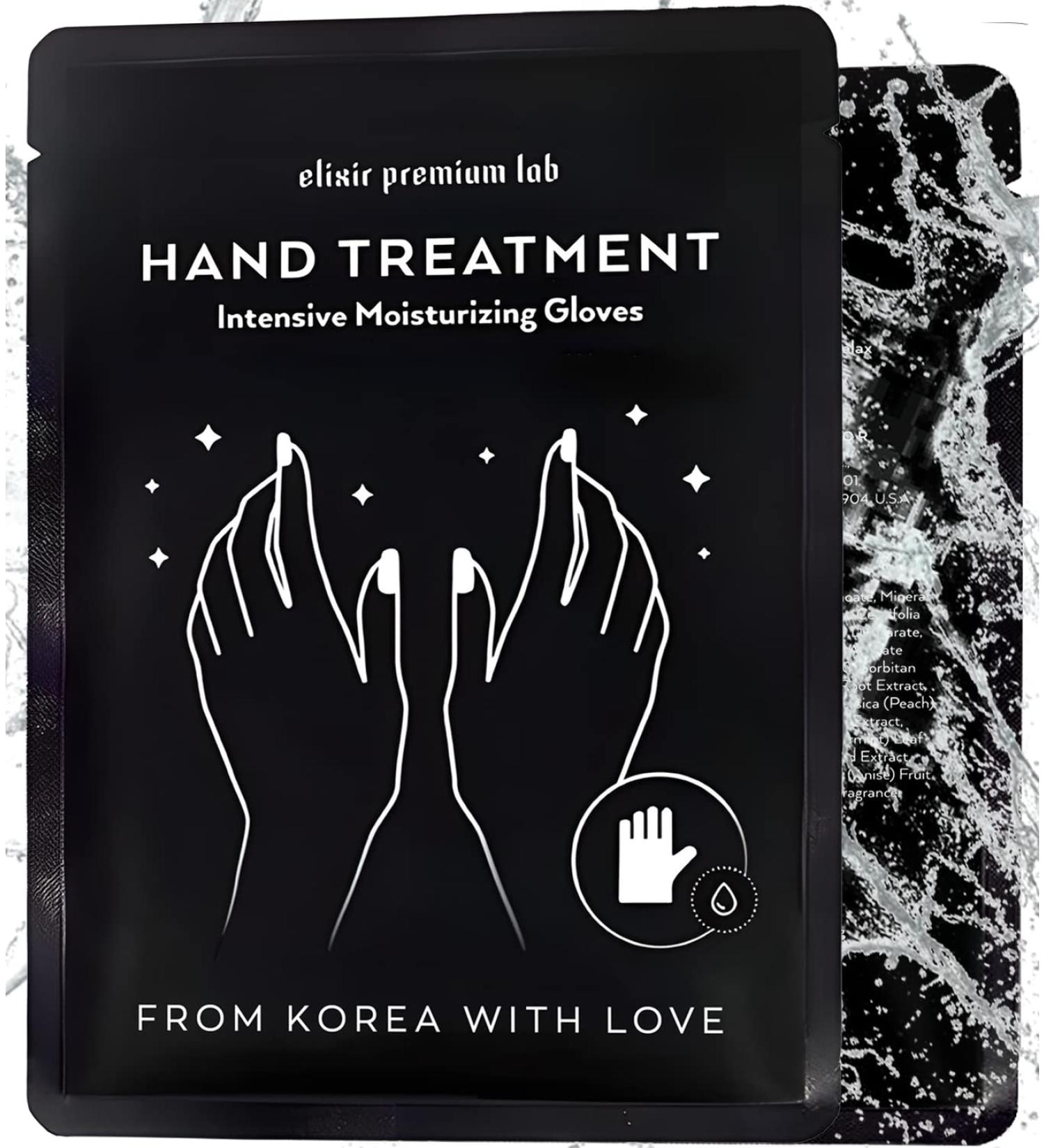 Hydrating Korean Collagen Hand Mask - Nourishing Spa Treatment for Dry Hands & Nails - Shea Butter Infused Skin Care Gift - 1 Pair by Elixir - Buy Online on GoSupps.com