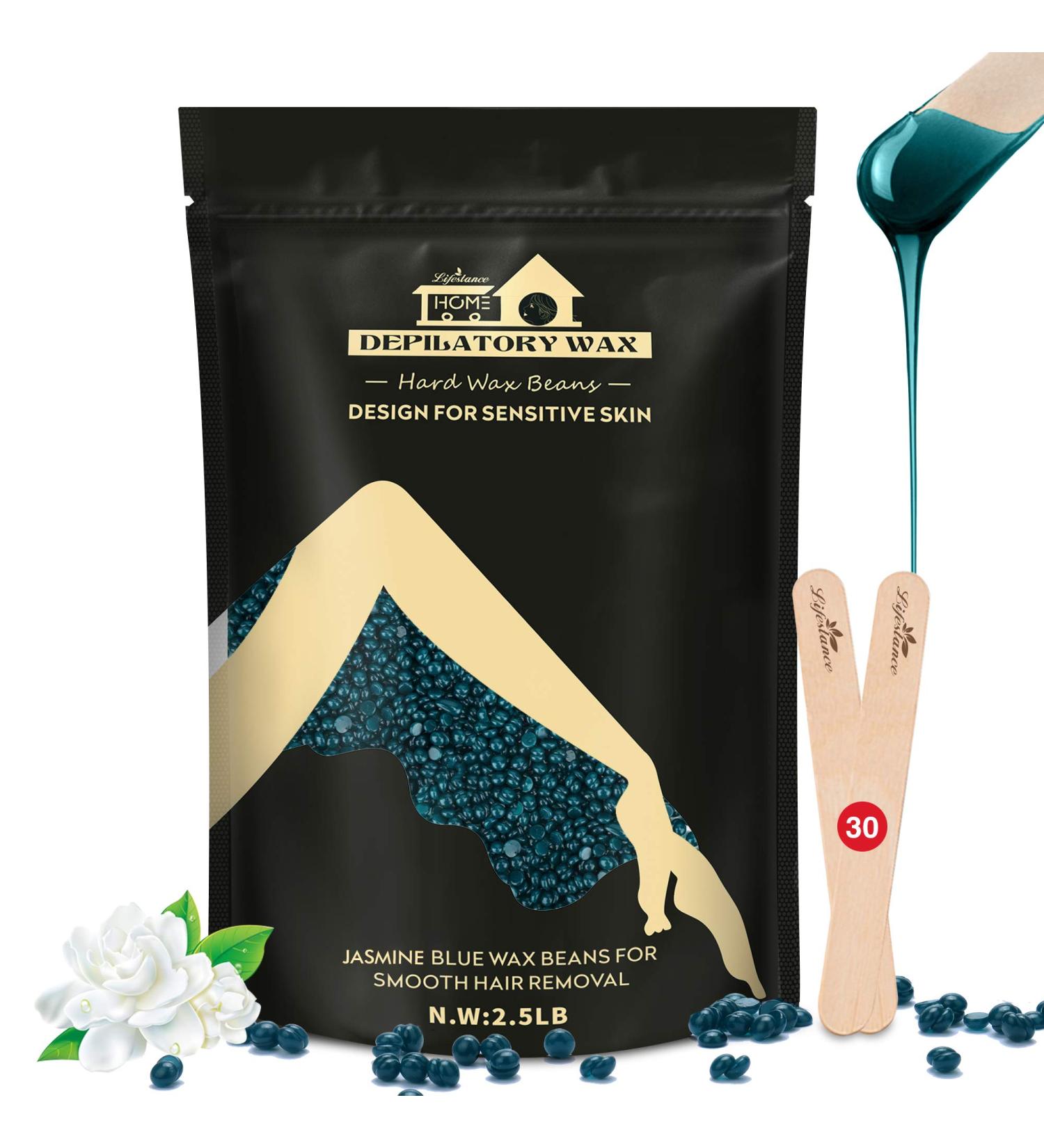 2.5lb Hard Wax Beads Kit - Brazilian Bikini & Body Waxing - 30 Applicators - Lifestance Blue Wax for Men & Women - Buy Online on GoSupps.com