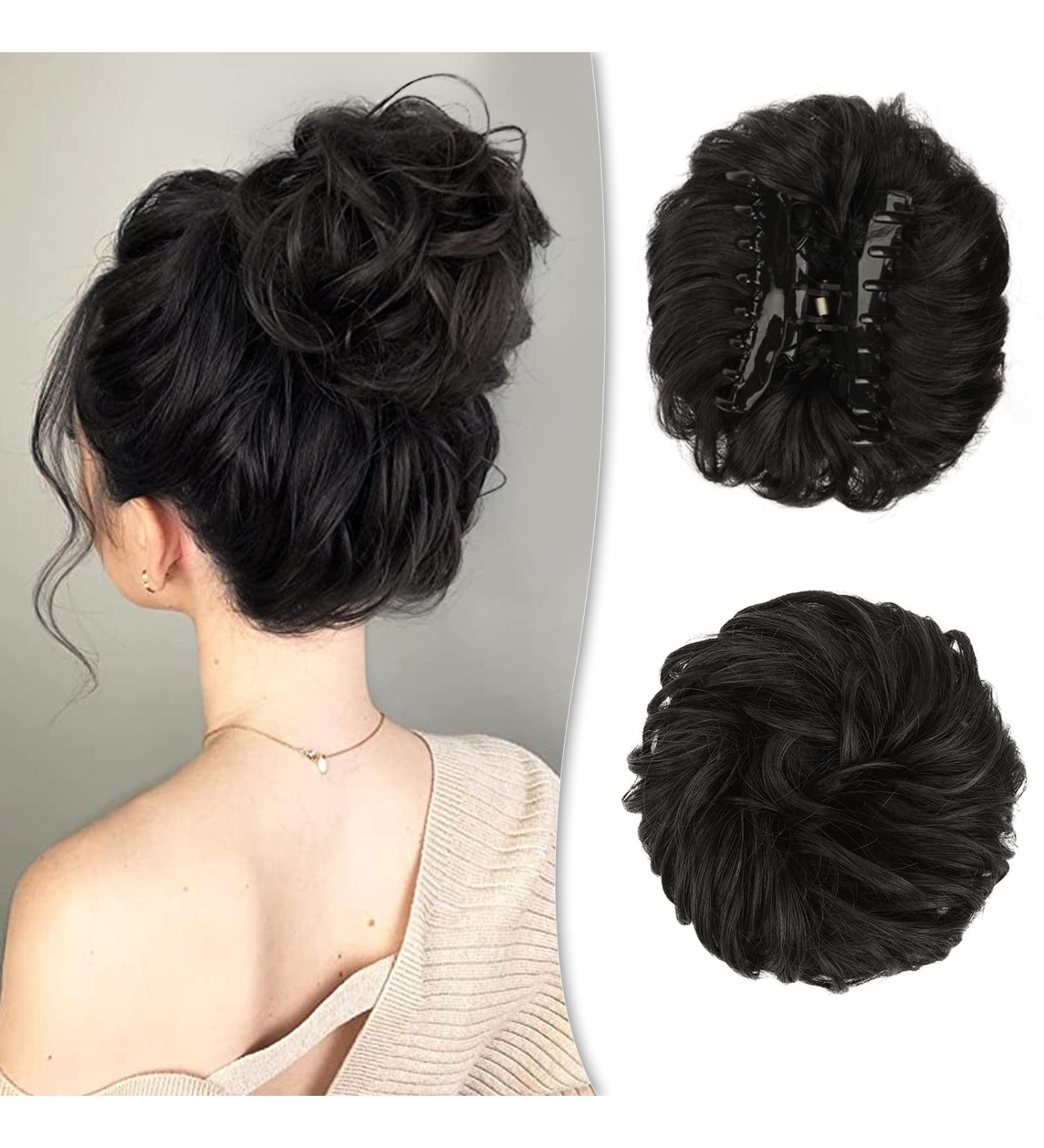 BARSDAR Claw Clip Messy Bun Hairpiece - Darkest Brown Synthetic Hair Scrunchies for Women - Buy Online on GoSupps.com