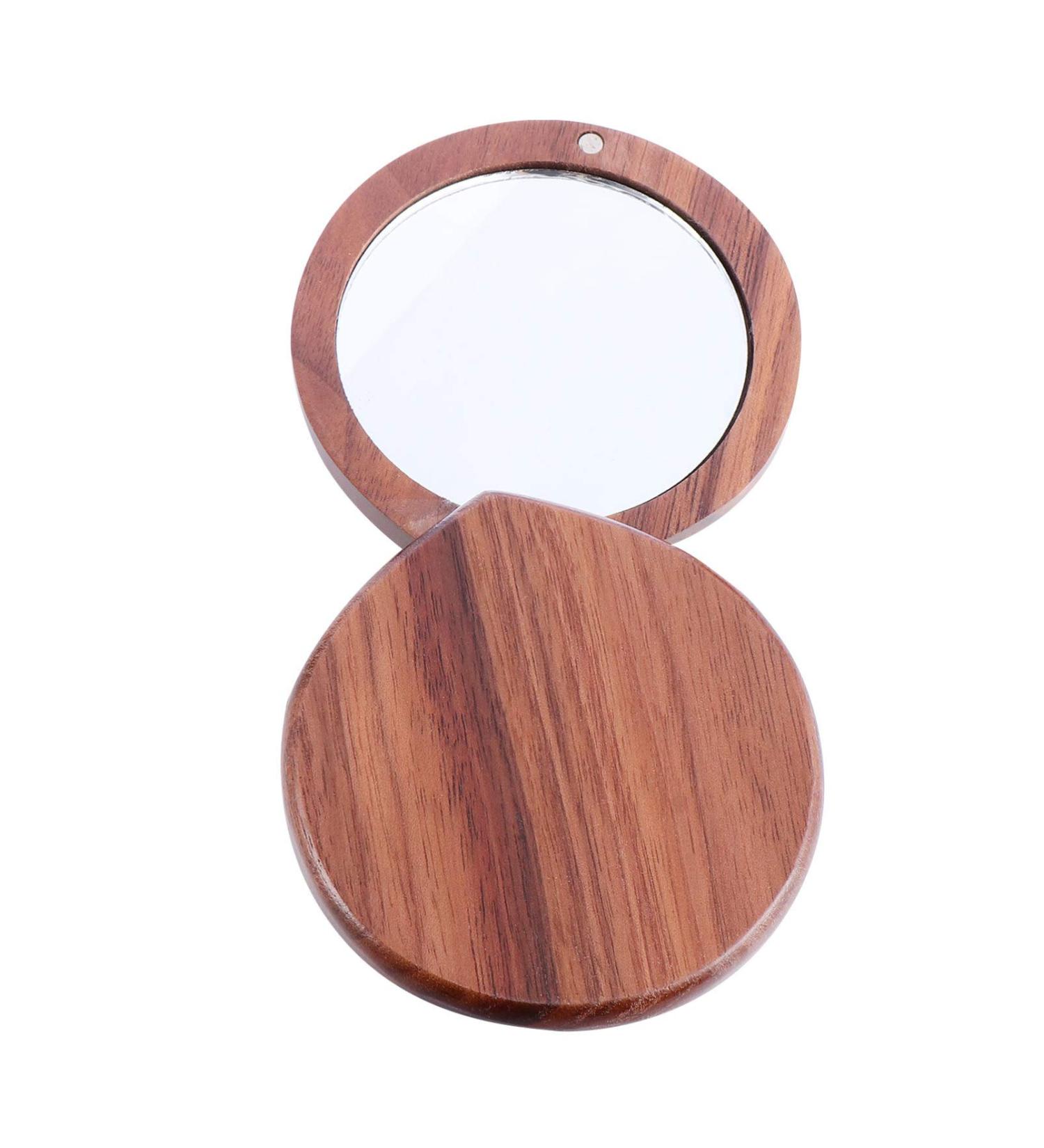Beaupretty Portable Cosmetics Mirror | Compact Pocket Mirror with Wooden Frame | Personal Handheld Makeup Mirror for Travel - Buy Online on GoSupps.com