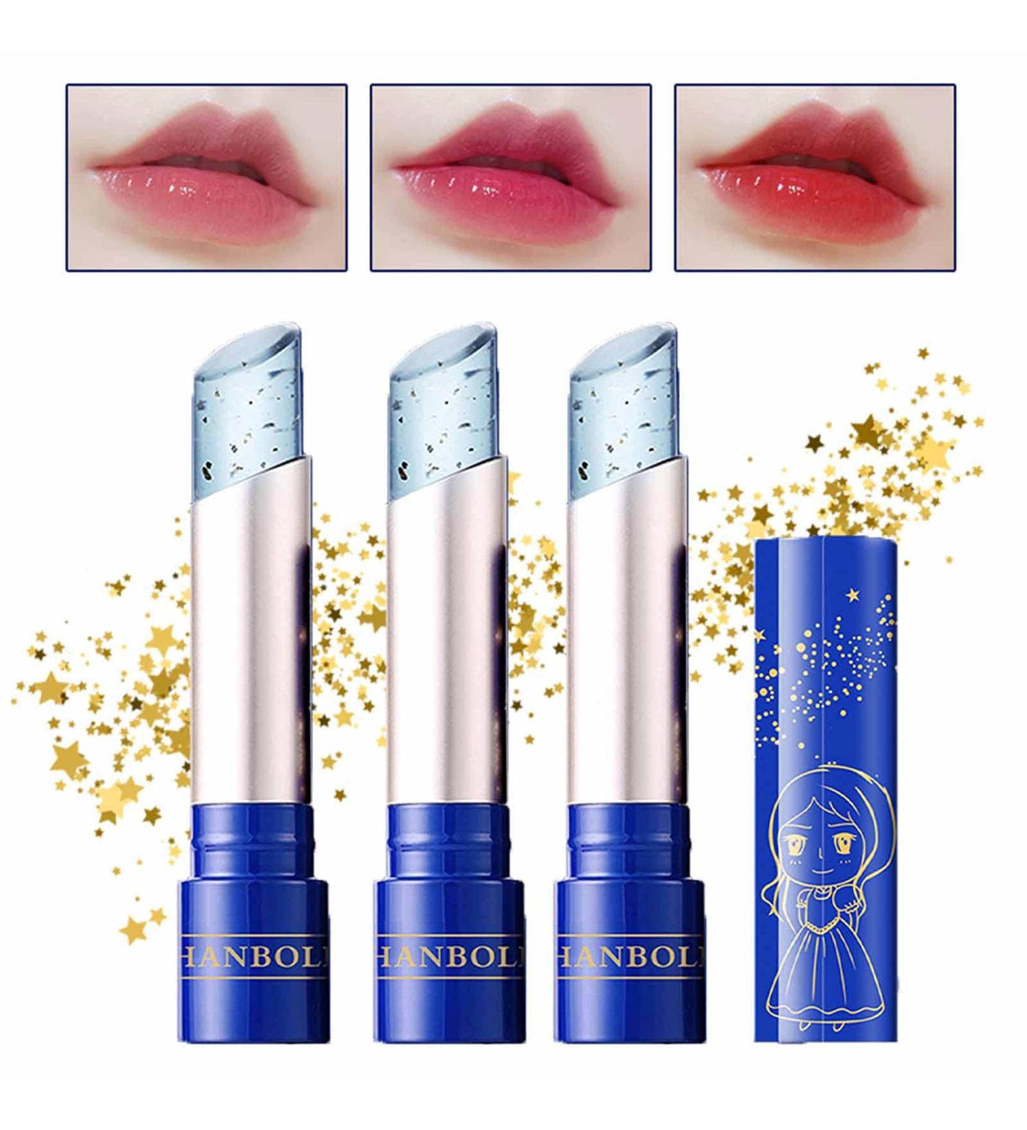 Gireatick Little Princess Color Changing Lipstick Set | Long Lasting & Waterproof Lip Balm | 3pcs Gold Leaf Moisturizer | Lip Make Up Kit for Women - Buy Online on GoSupps.com