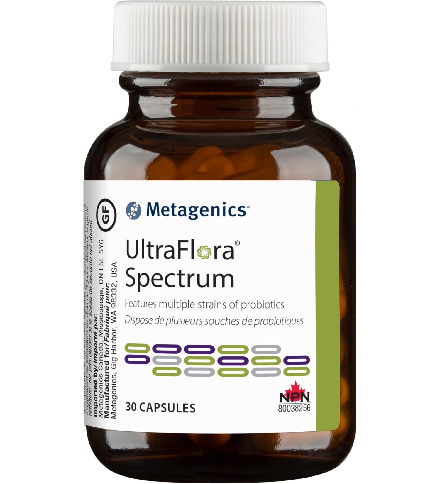 Metagenics UltraFlora Spectrum Broad Spectrum Daily Probiotic Supplement for Gastrointestinal Health and Immune Support - 30 Capsules - Buy Online on GoSupps.com