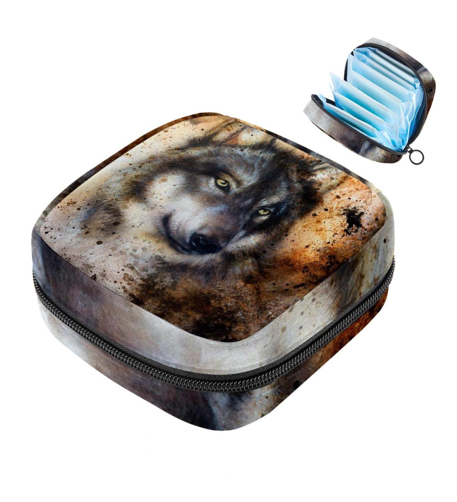 Stylish Menstruation Pad Bag with Zipper - Women's Napkin & Tampon Collector Bag (Elsatian Dog Painting) | International Shipping - Buy Online on GoSupps.com