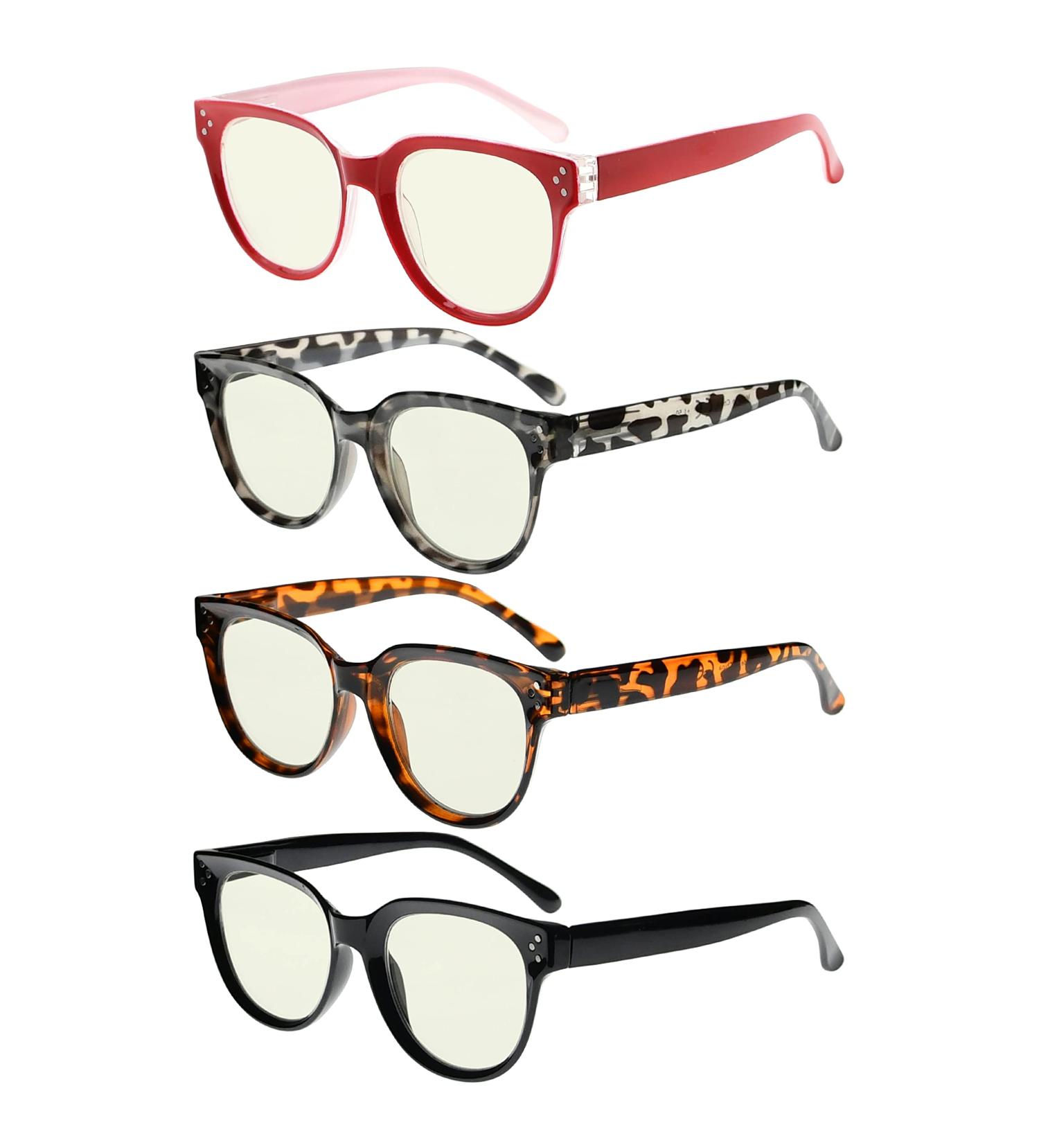 Eyekepper 4 Pack Blue Light Filter Glasses for Women - Stylish +1.75 Computer Reading Glasses - Blue Light Blocking 4 Pairs - Buy Online on GoSupps.com