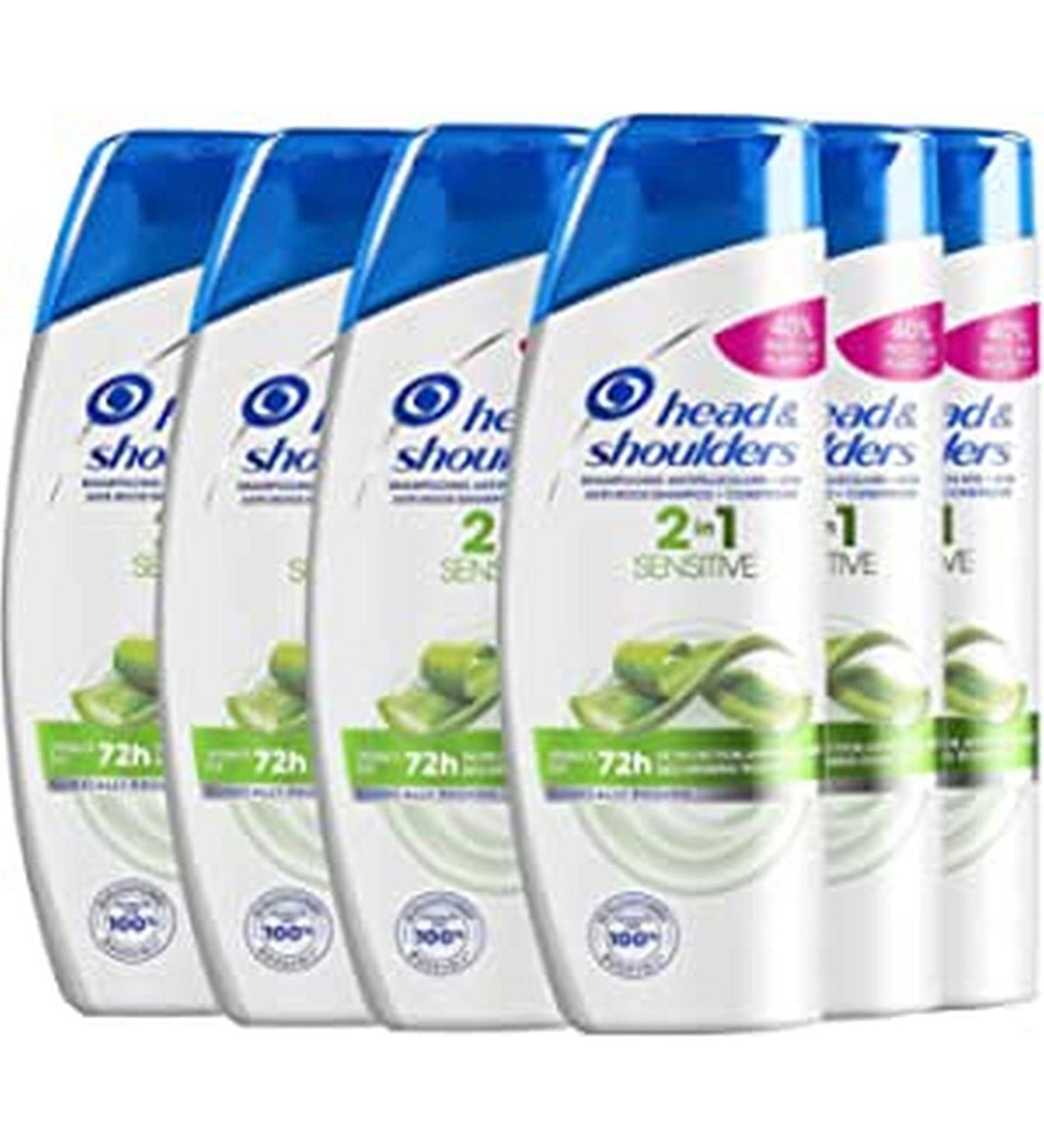 Head & Shoulders Sensitive 2 in 1 Anti-Dandruff Shampoo and Conditioner with Aloe Vera 2in1 Formula Pack of 6x270ml - Buy Online on GoSupps.com